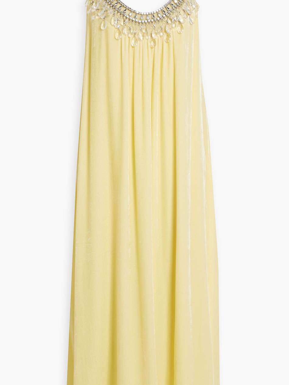 crystal-embellished velvet midi dress