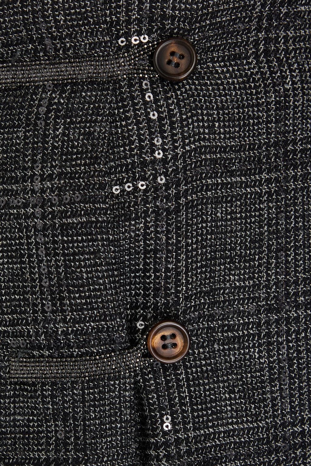 BRUNELLO CUCINELLI تنورة قصيرة من مزيج الصوف بنقش مربعات بتصميم بكسرات