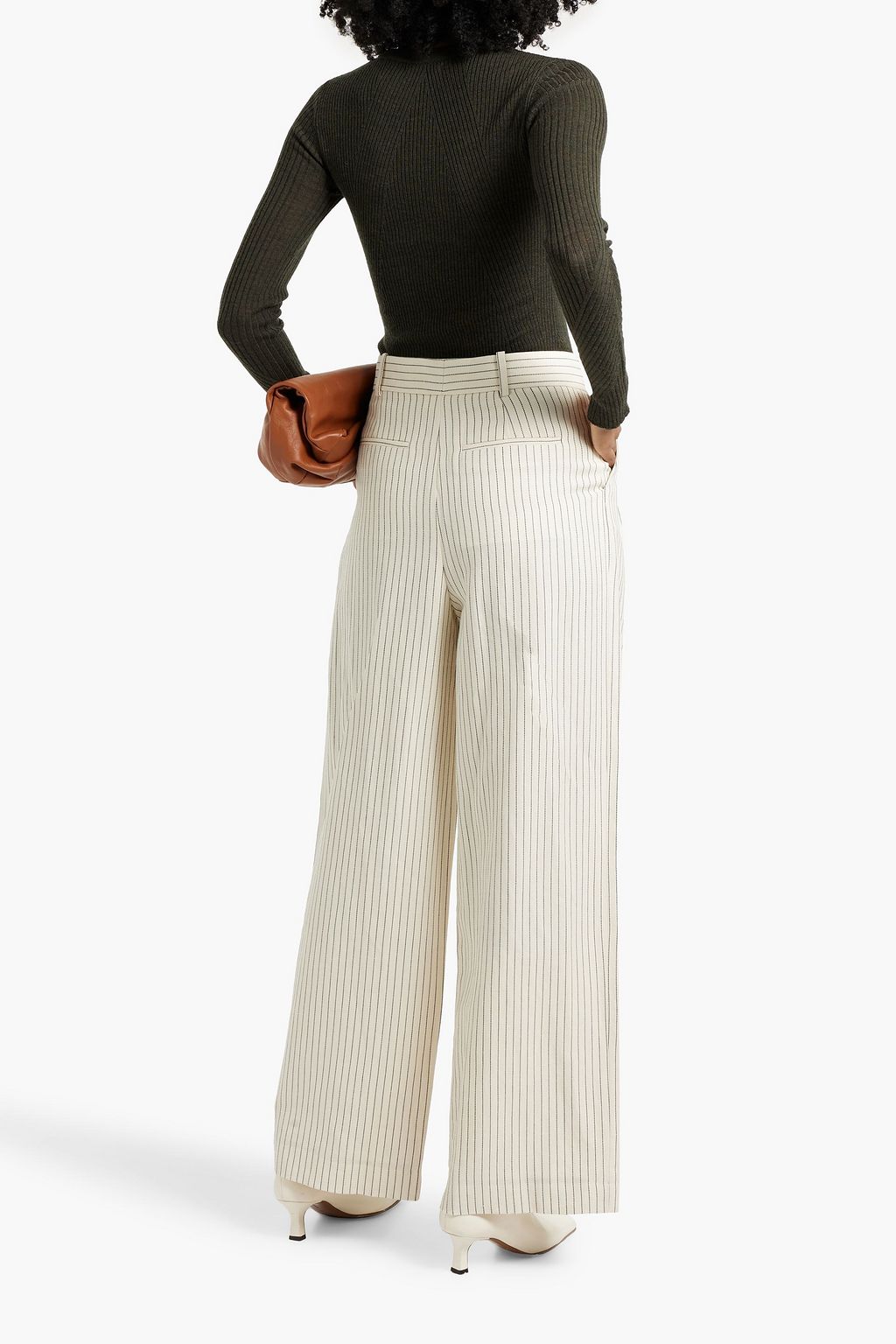 FRAME Hose mit weitem Bein aus Twill aus einer Baumwoll-Leinenmischung mit Streifen