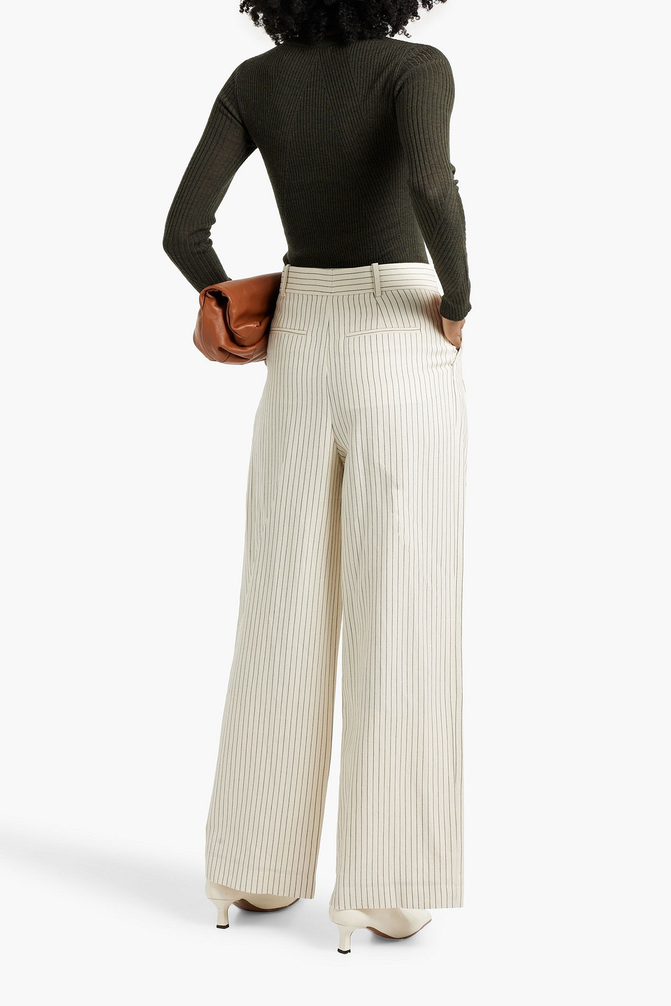 Frame Striped Cotton And Linen-blend Twill Wide-leg Pants In Cream