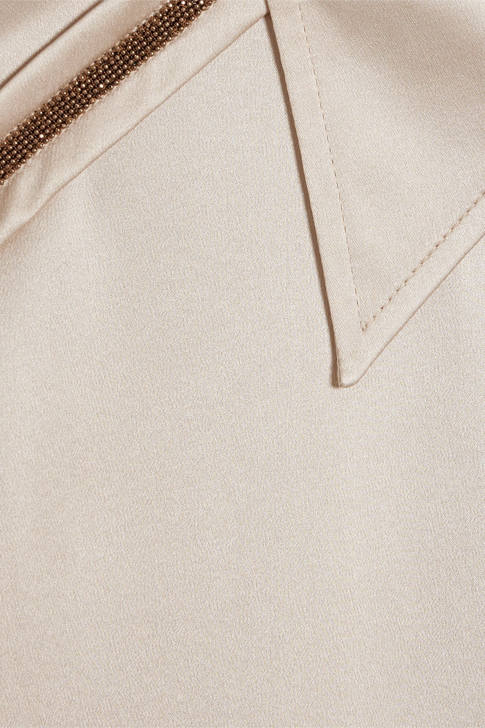 Brunello Cucinelli Bead-embellished Silk-blend Satin Shirt In Neutral