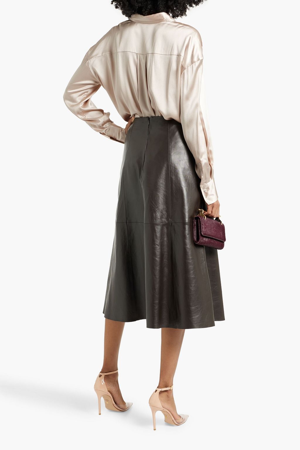 BRUNELLO CUCINELLI Bead-embellished silk-blend satin shirt