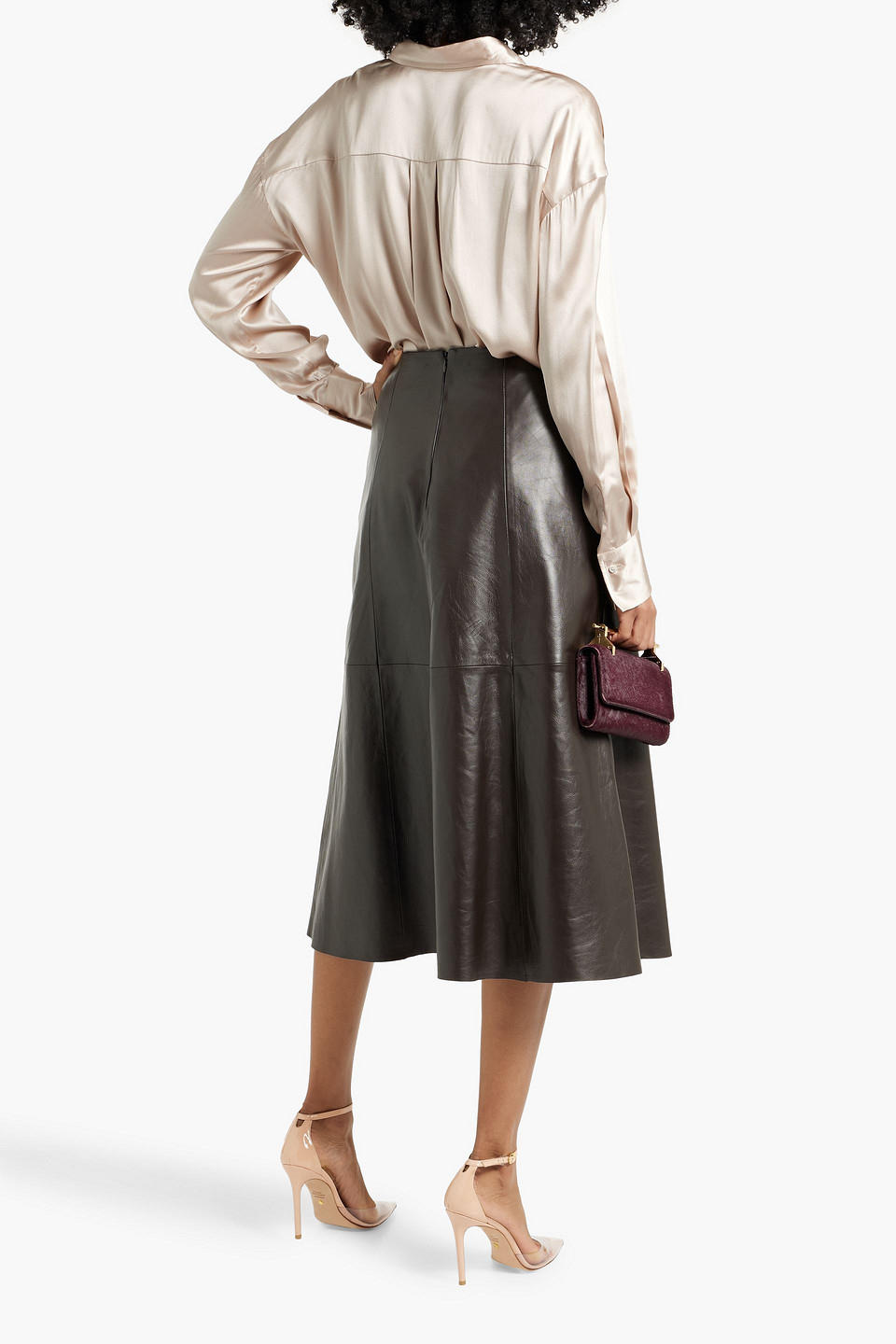 Brunello Cucinelli Bead-embellished Silk-blend Satin Shirt In Neutral