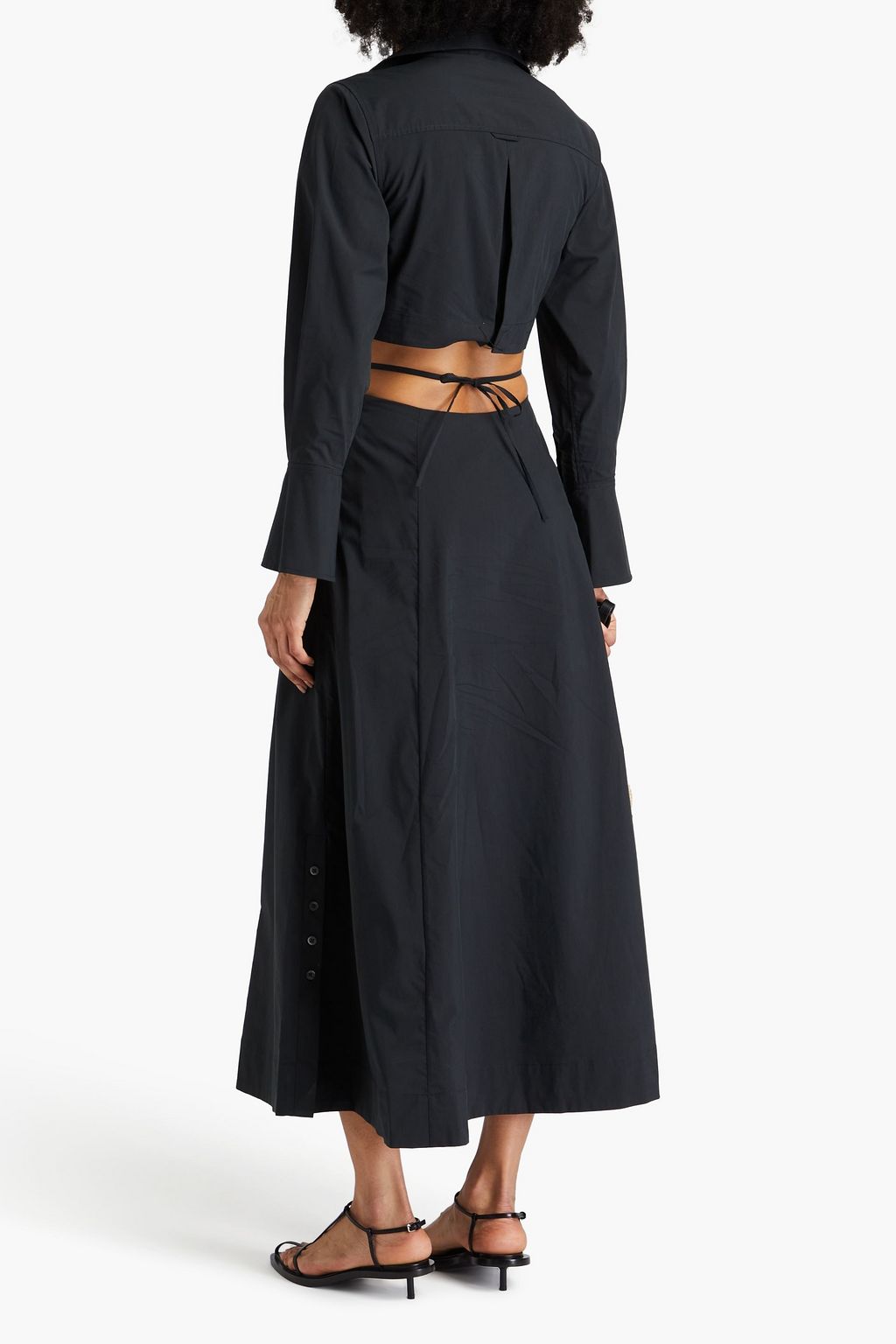 SIMKHAI Alex wrap-effect cutout cotton-blend poplin midi shirt dress