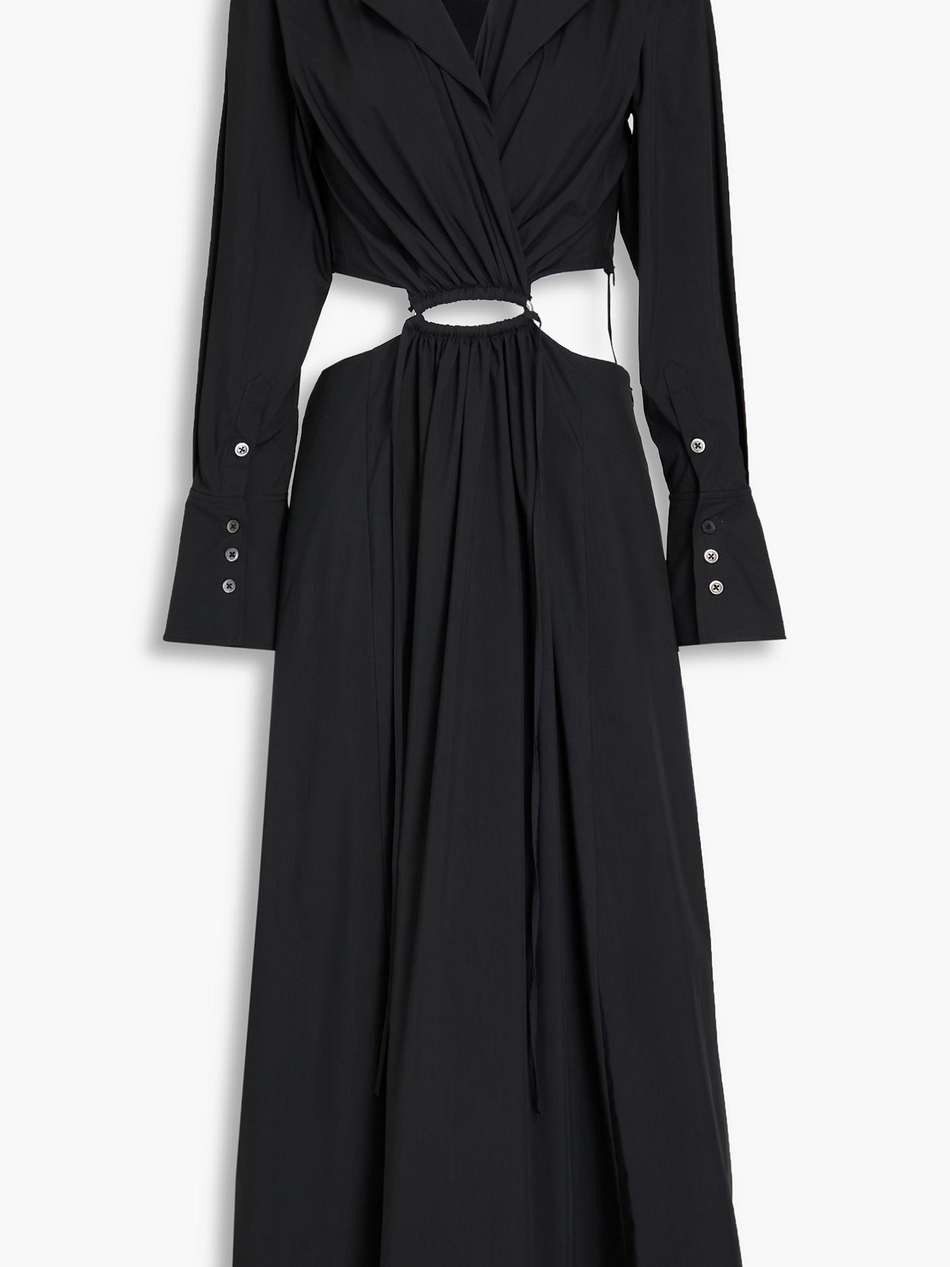 alex wrap-effect cutout cotton-blend poplin midi shirt dress