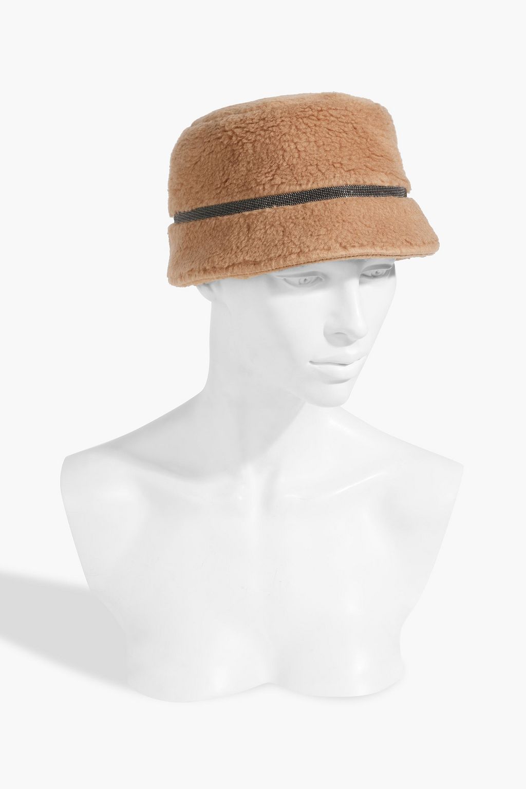 BRUNELLO CUCINELLI ウール混フェイクムートン バケットハット ビーズ付き