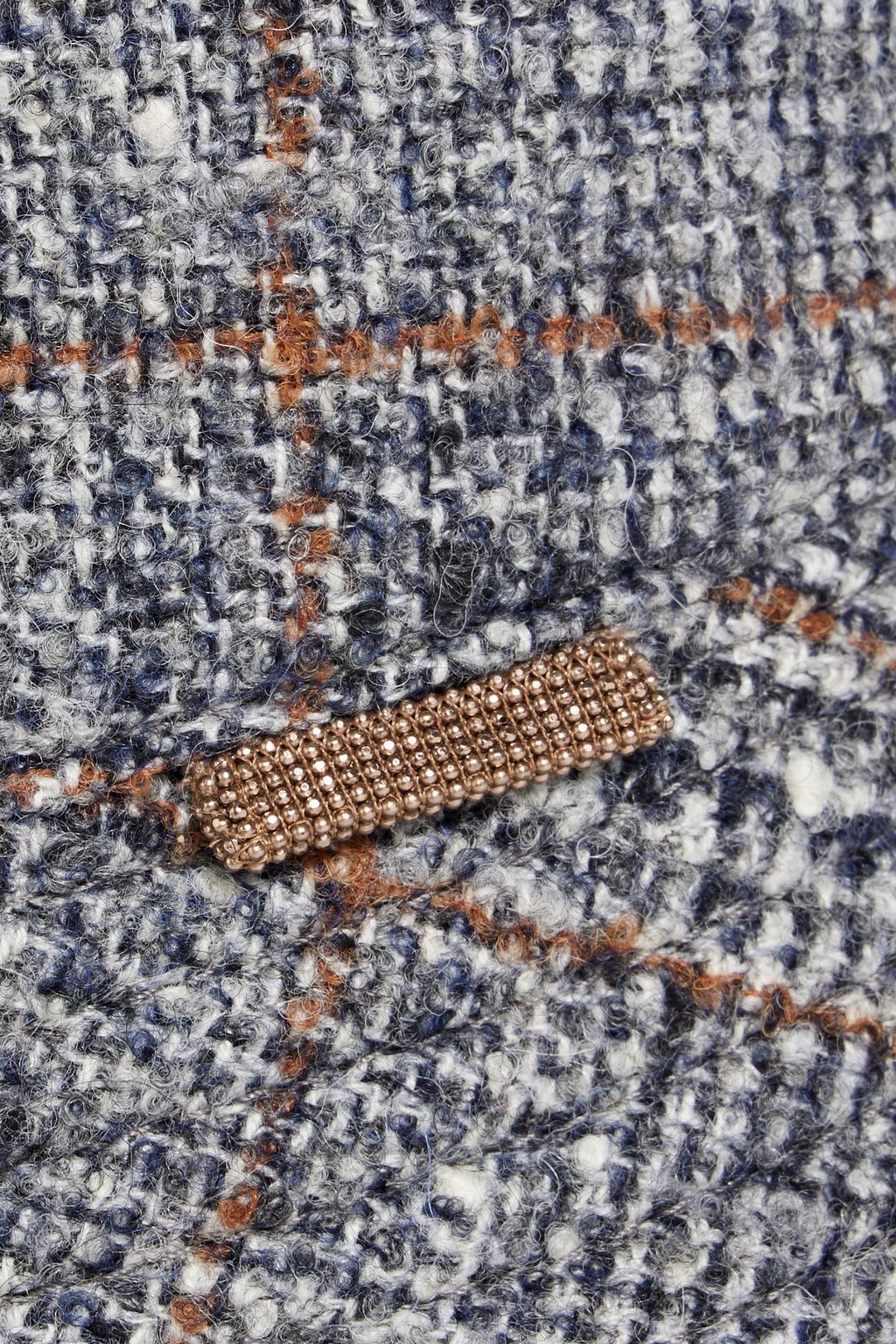 BRUNELLO CUCINELLI Bead-embellished Prince of Wales checked wool-blend tweed bucket hat