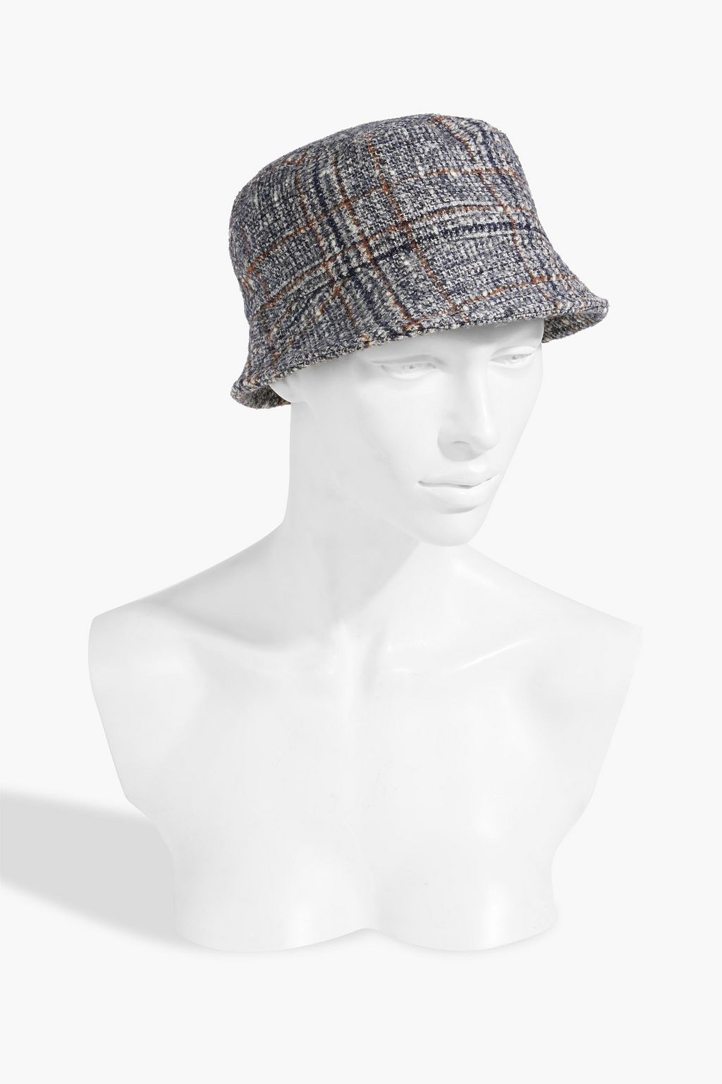 BRUNELLO CUCINELLI Bead-embellished Prince of Wales checked wool-blend tweed bucket hat