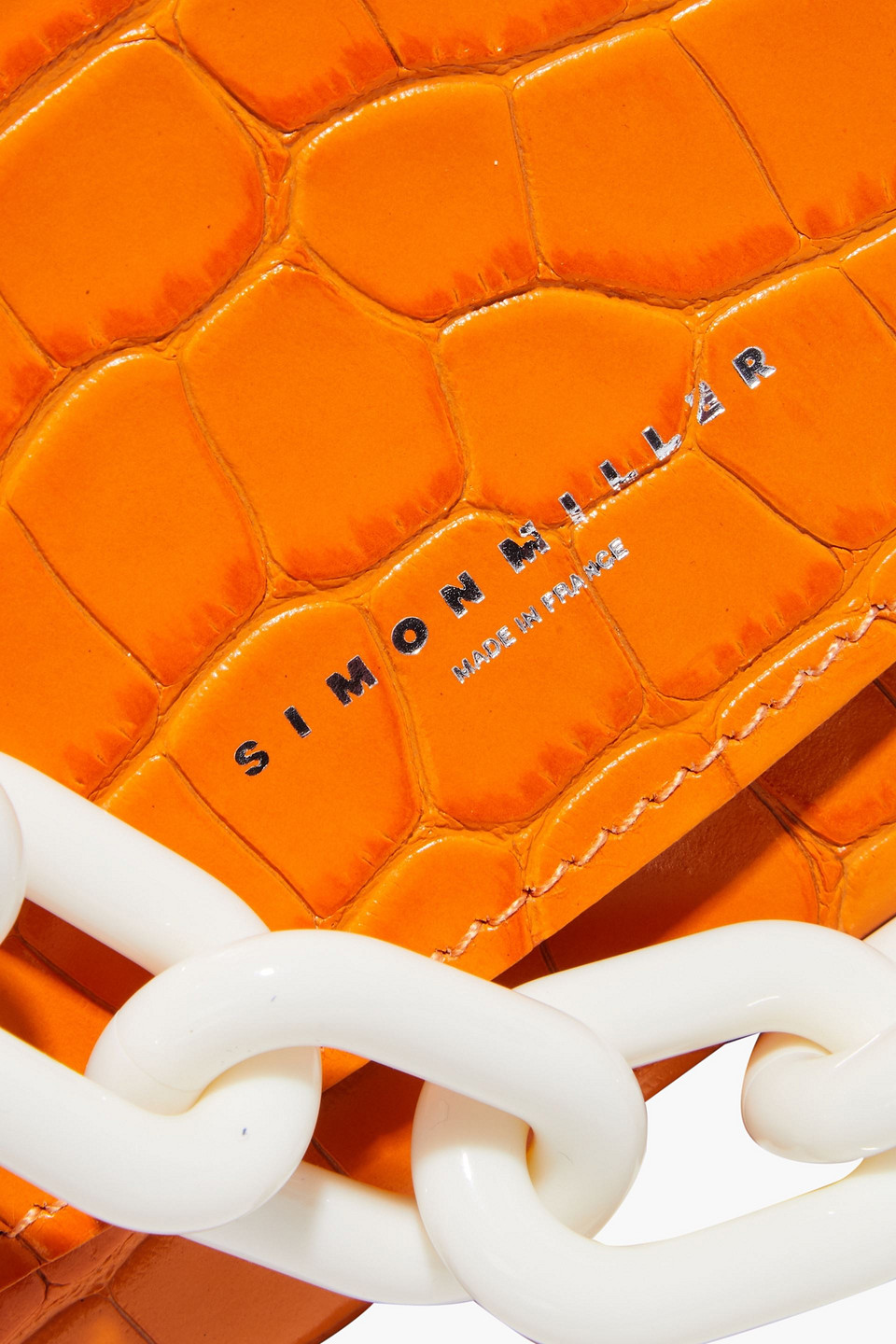 Simon Miller Bend Croc-effect Leather Shoulder Bag In Orange