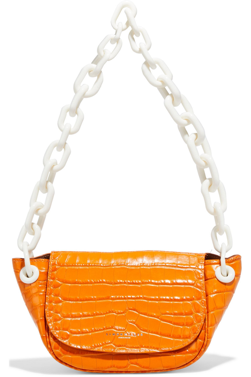 Simon Miller Bend Croc-effect Leather Shoulder Bag In Orange