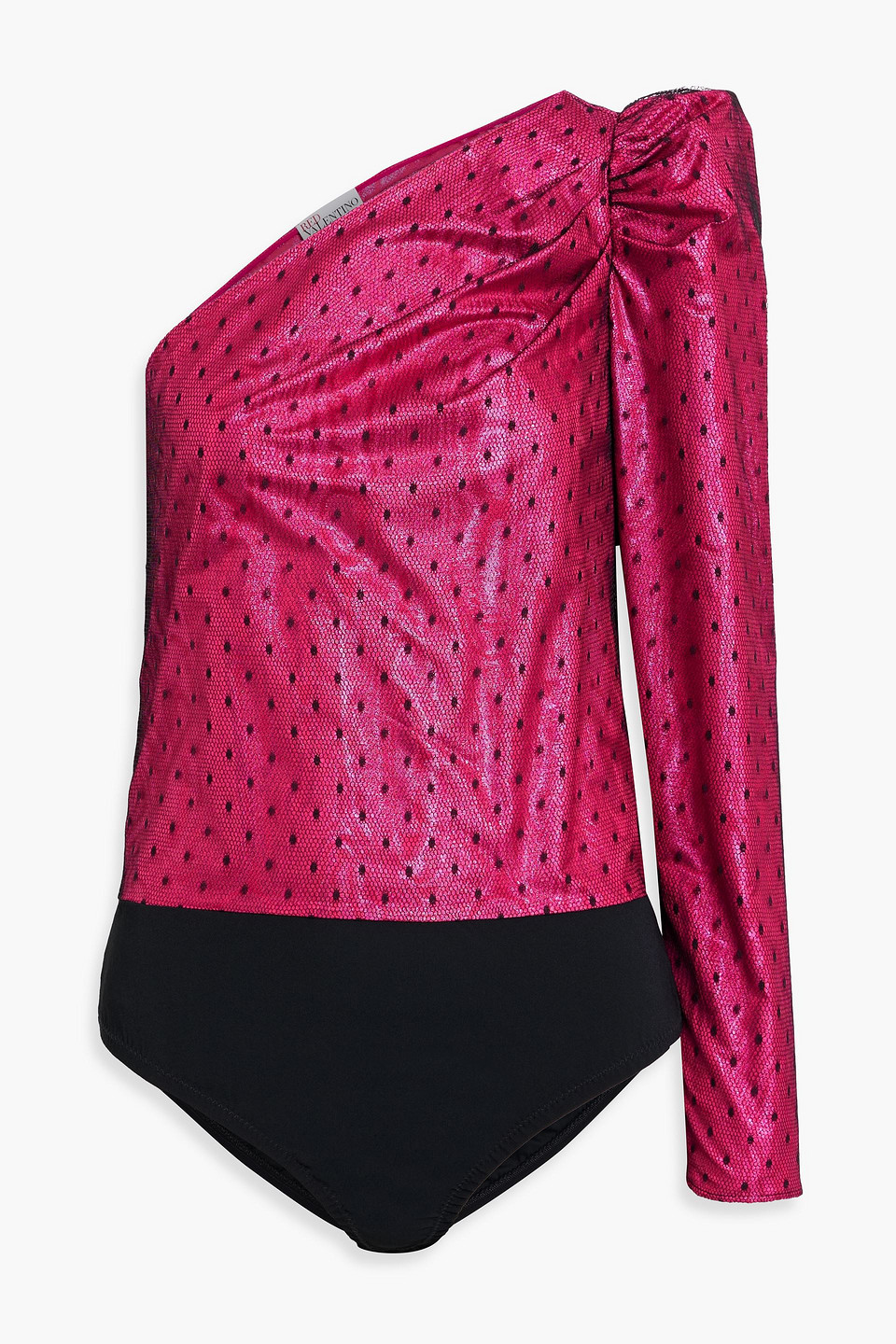 Red Valentino One-sleeve Point D'esprit Bodysuit In Pink