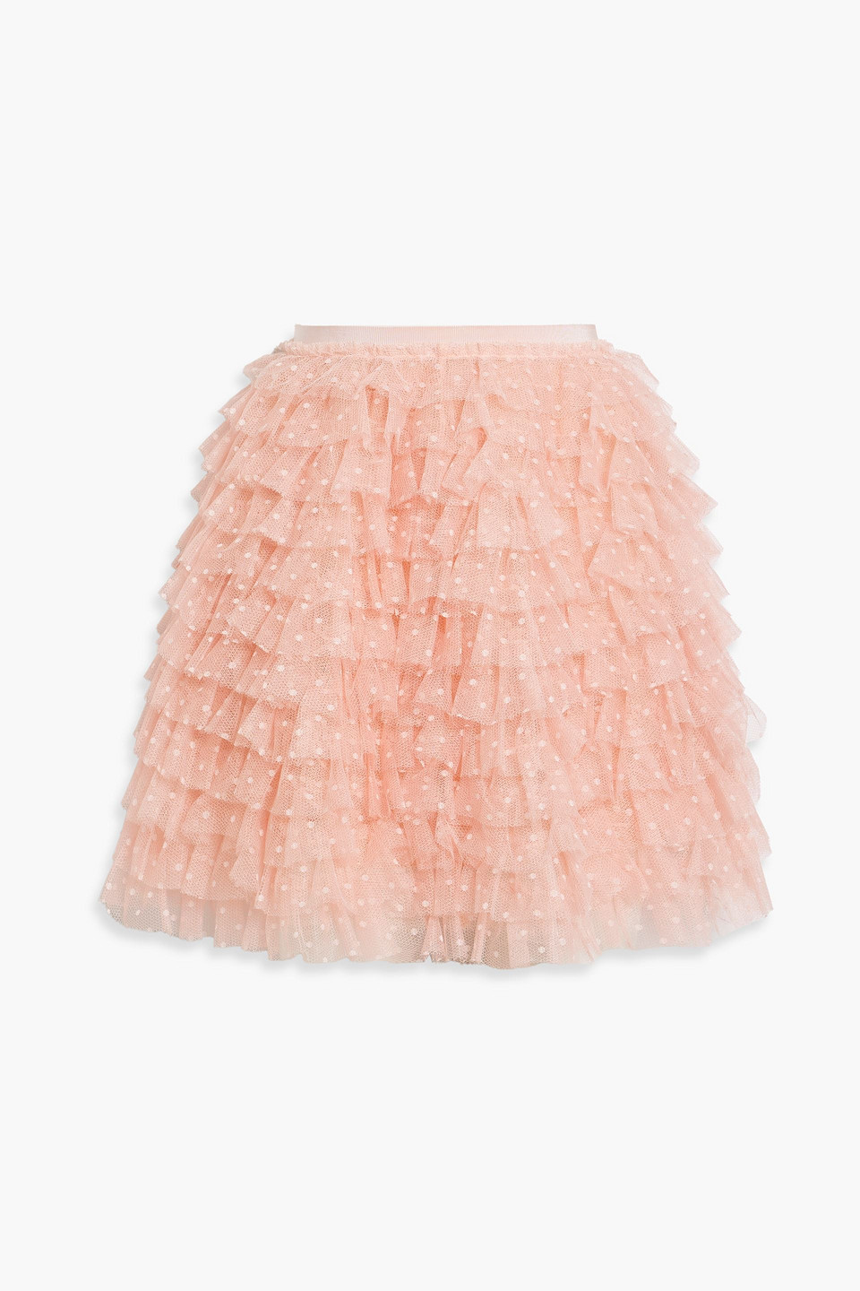 Red Valentino Ruffled Point D'esprit Mini Skirt In Pink