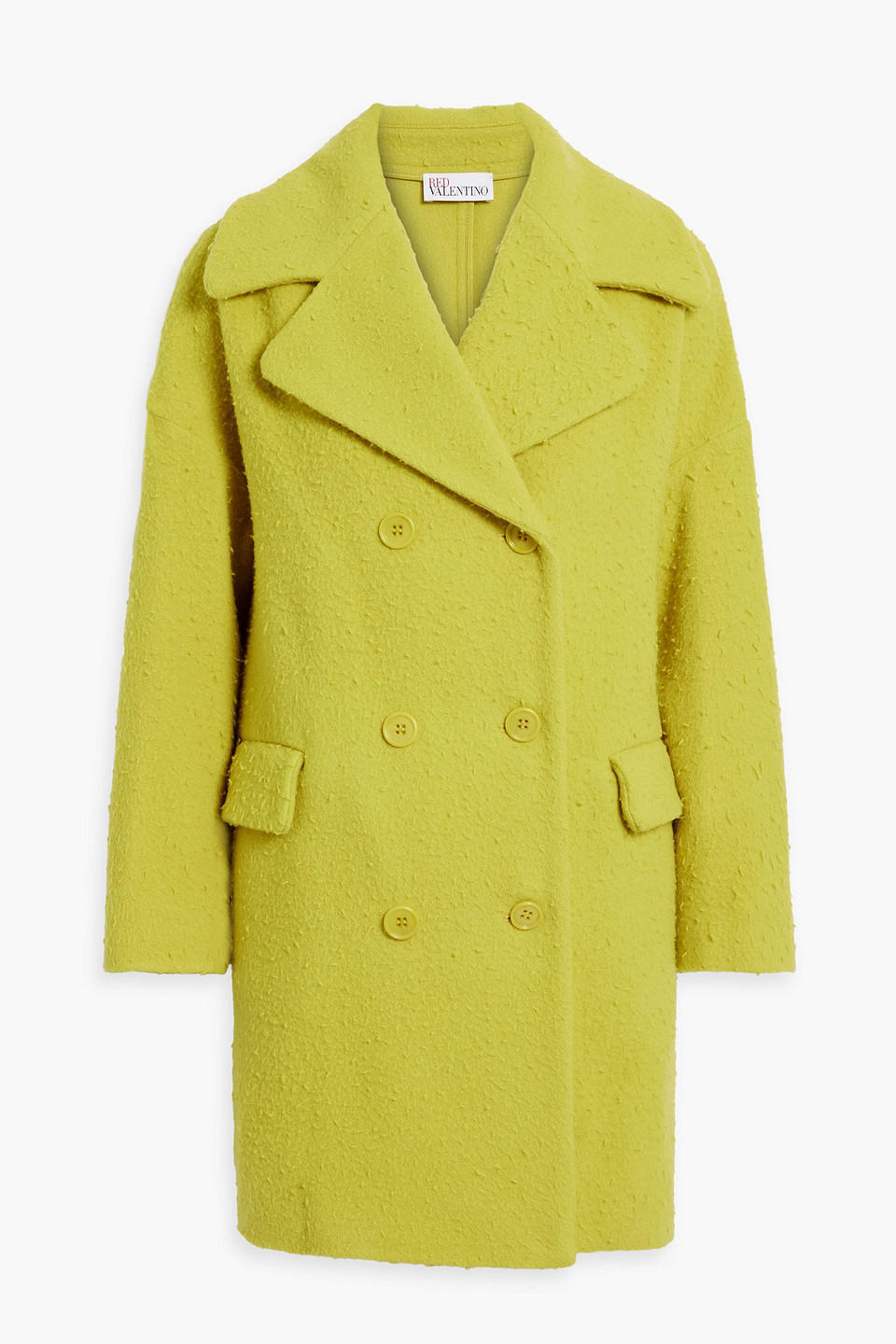 Red Valentino Double-breasted Bouclé Wool Coat In Green