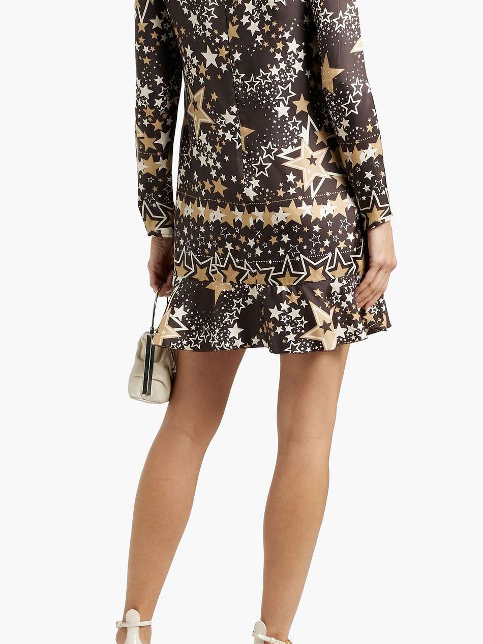pussy-bow printed silk-twill mini dress