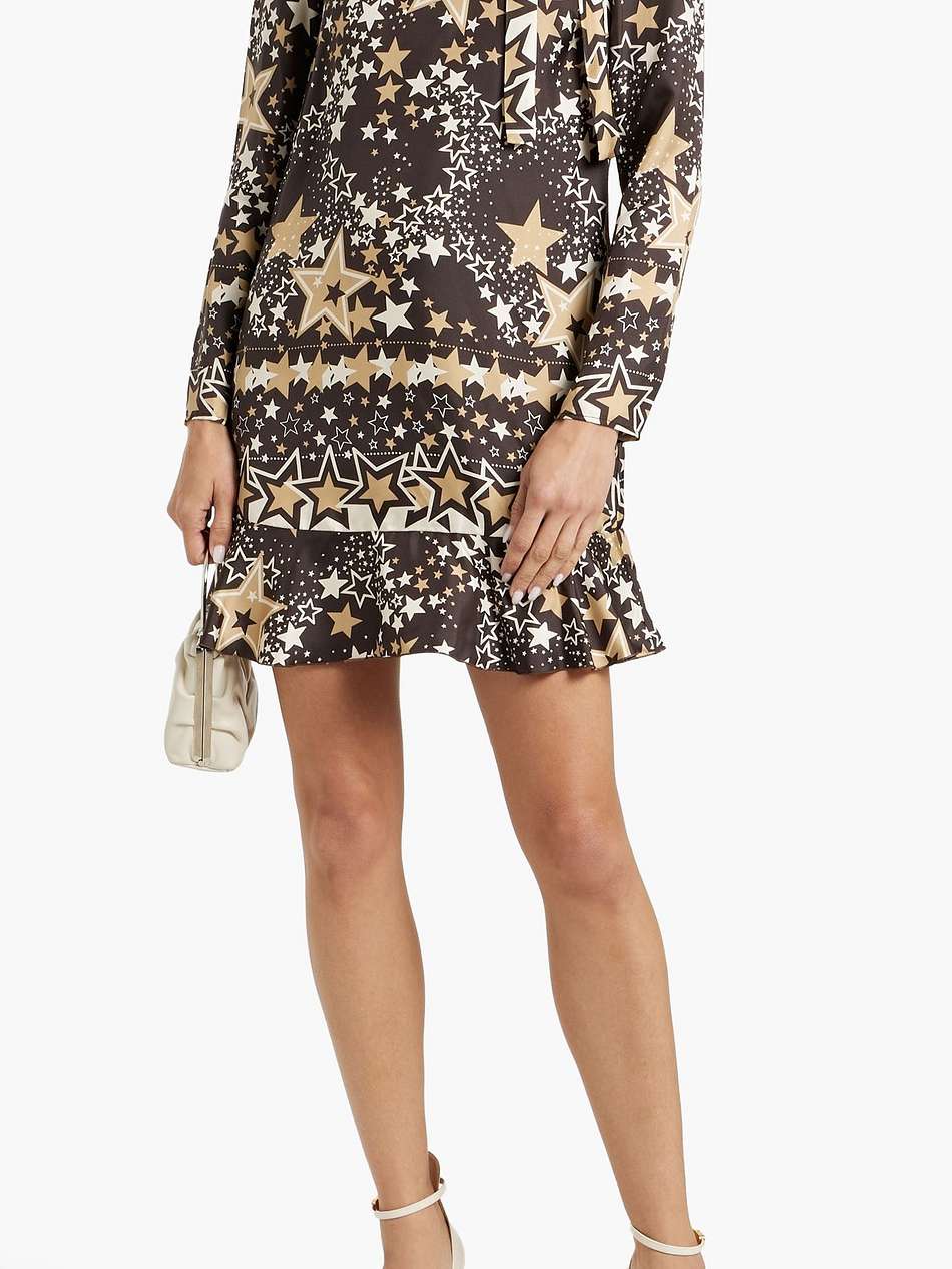 pussy-bow printed silk-twill mini dress