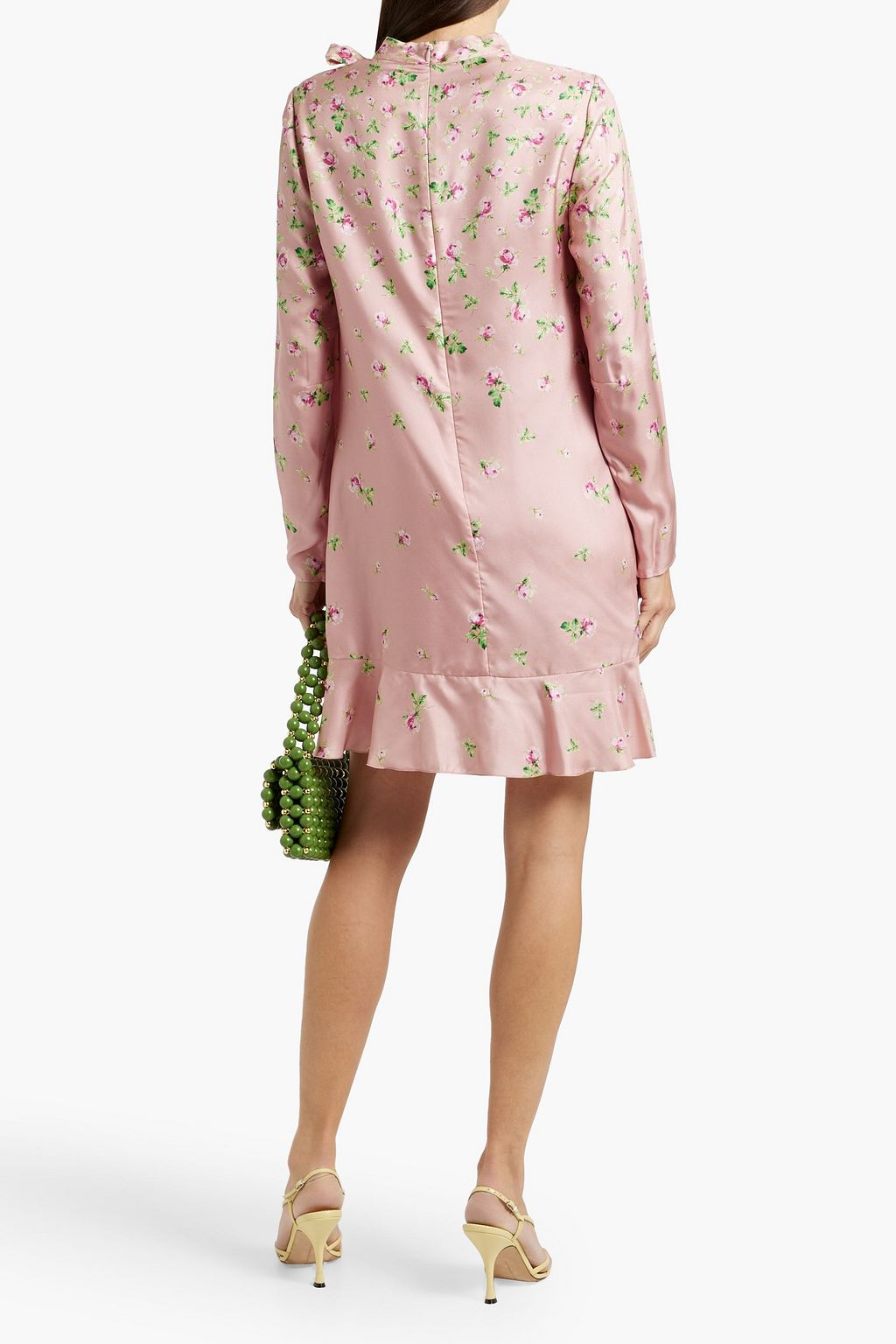 REDVALENTINO Pussy-bow floral-print silk-twill mini dress