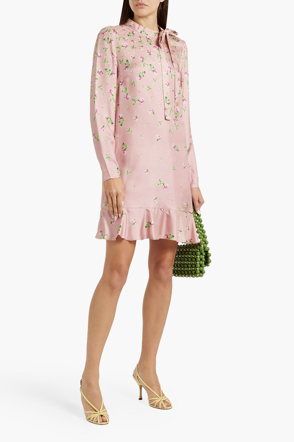 REDVALENTINO Pussy-bow floral-print silk-twill mini dress