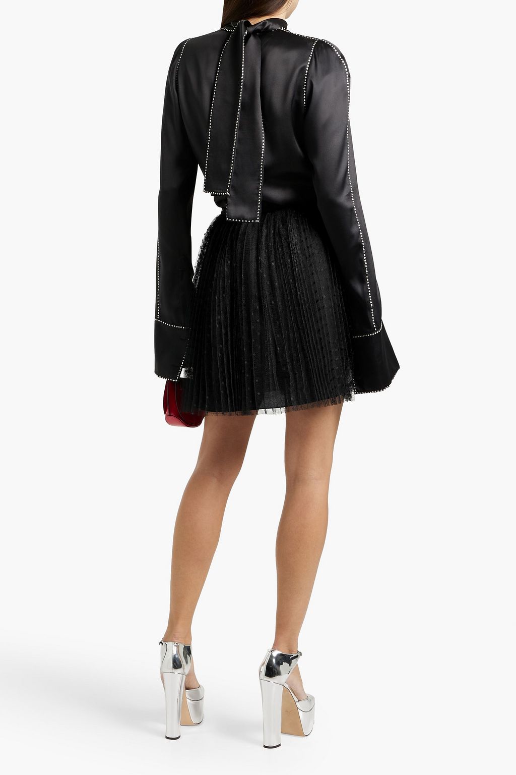 REDVALENTINO Pleated point d'esprit mini skirt