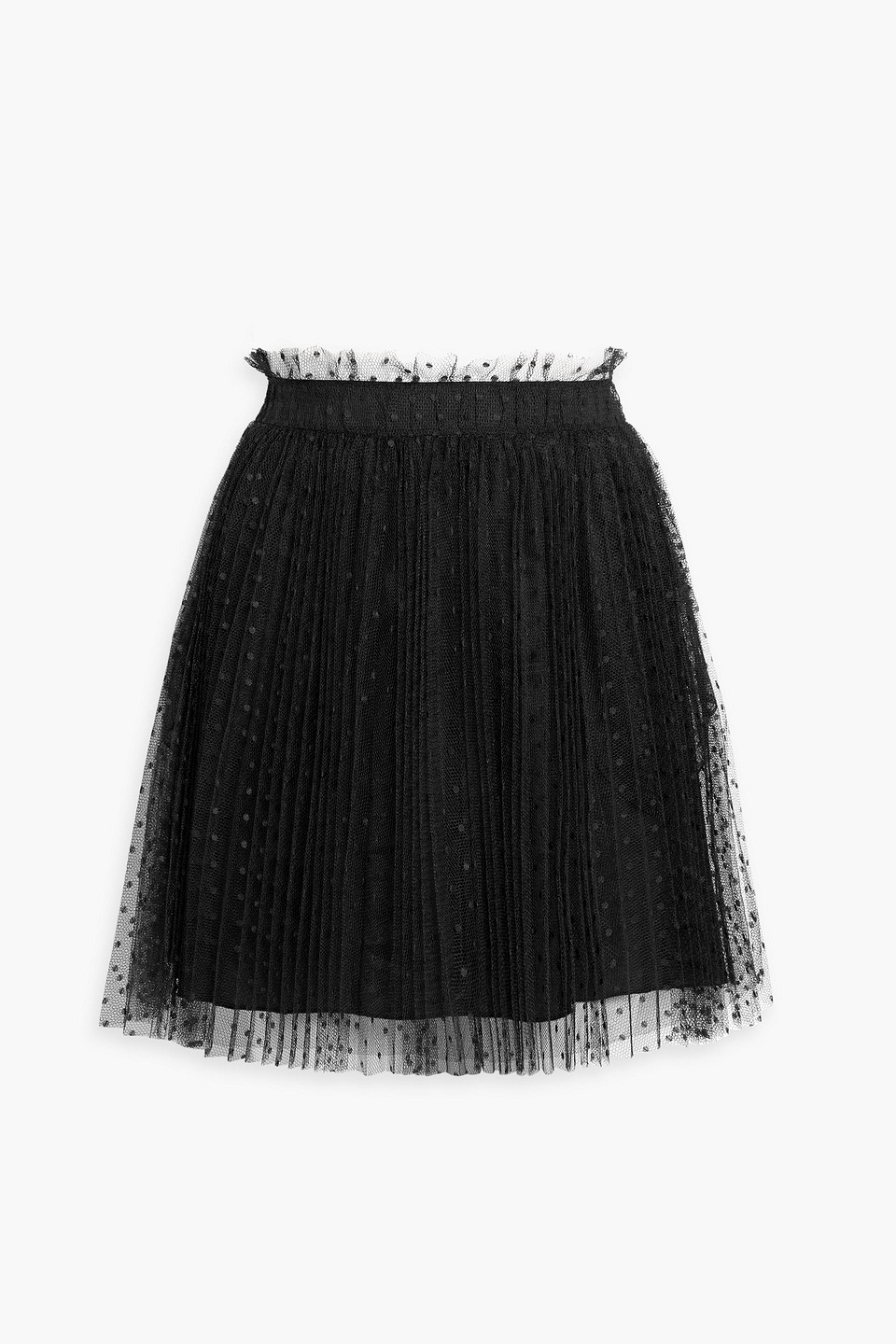 Red Valentino Pleated Point D'esprit Mini Skirt In Black