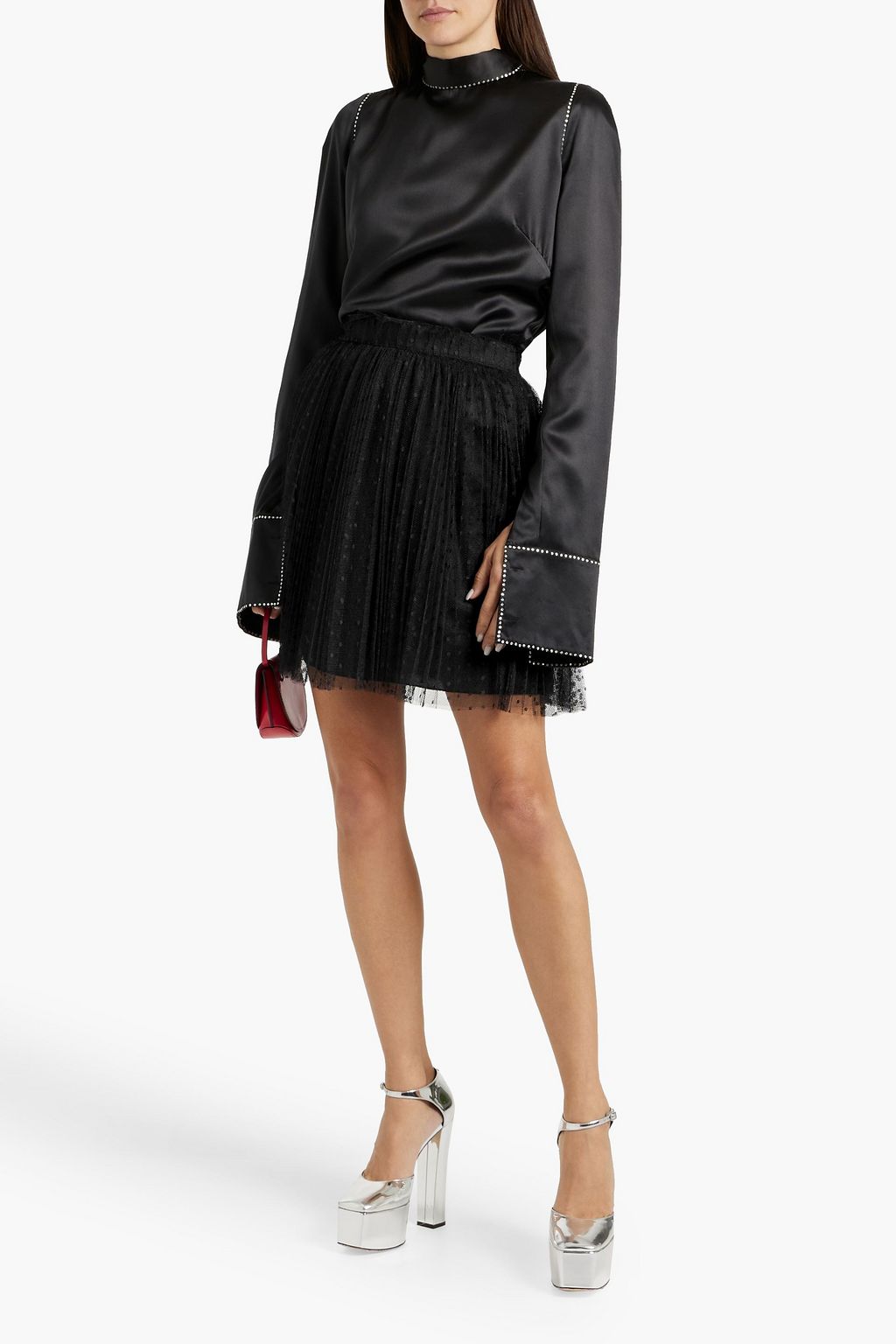 REDVALENTINO Pleated point d'esprit mini skirt