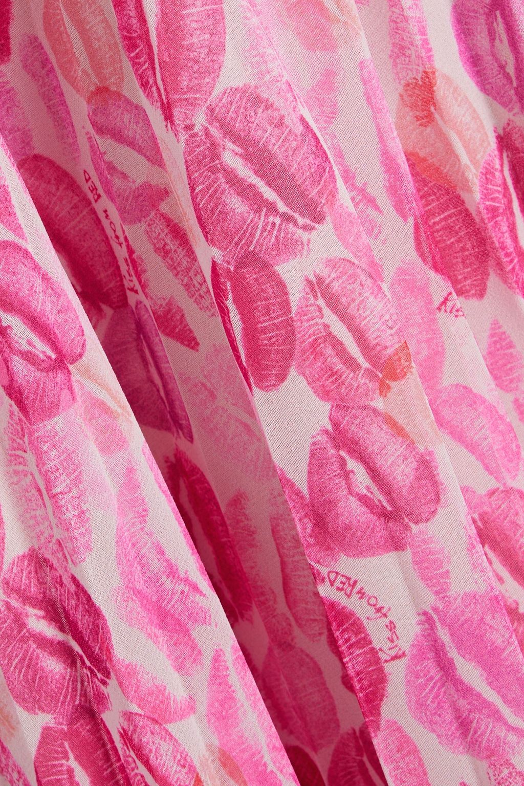 REDVALENTINO Pleated printed crepe de chine midi skirt