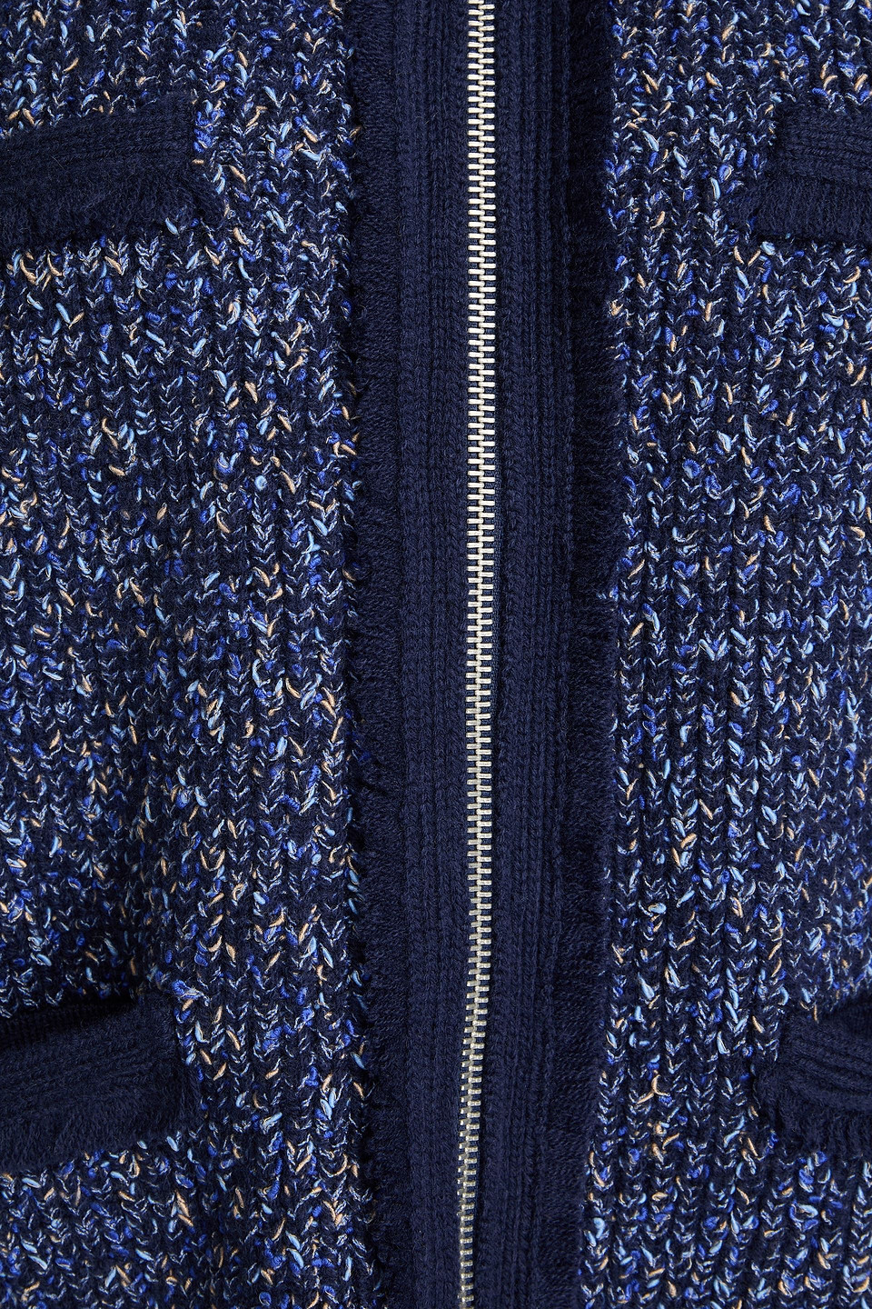Simkhai Harris Zip-up Speckle-knit Cardigan In Navy