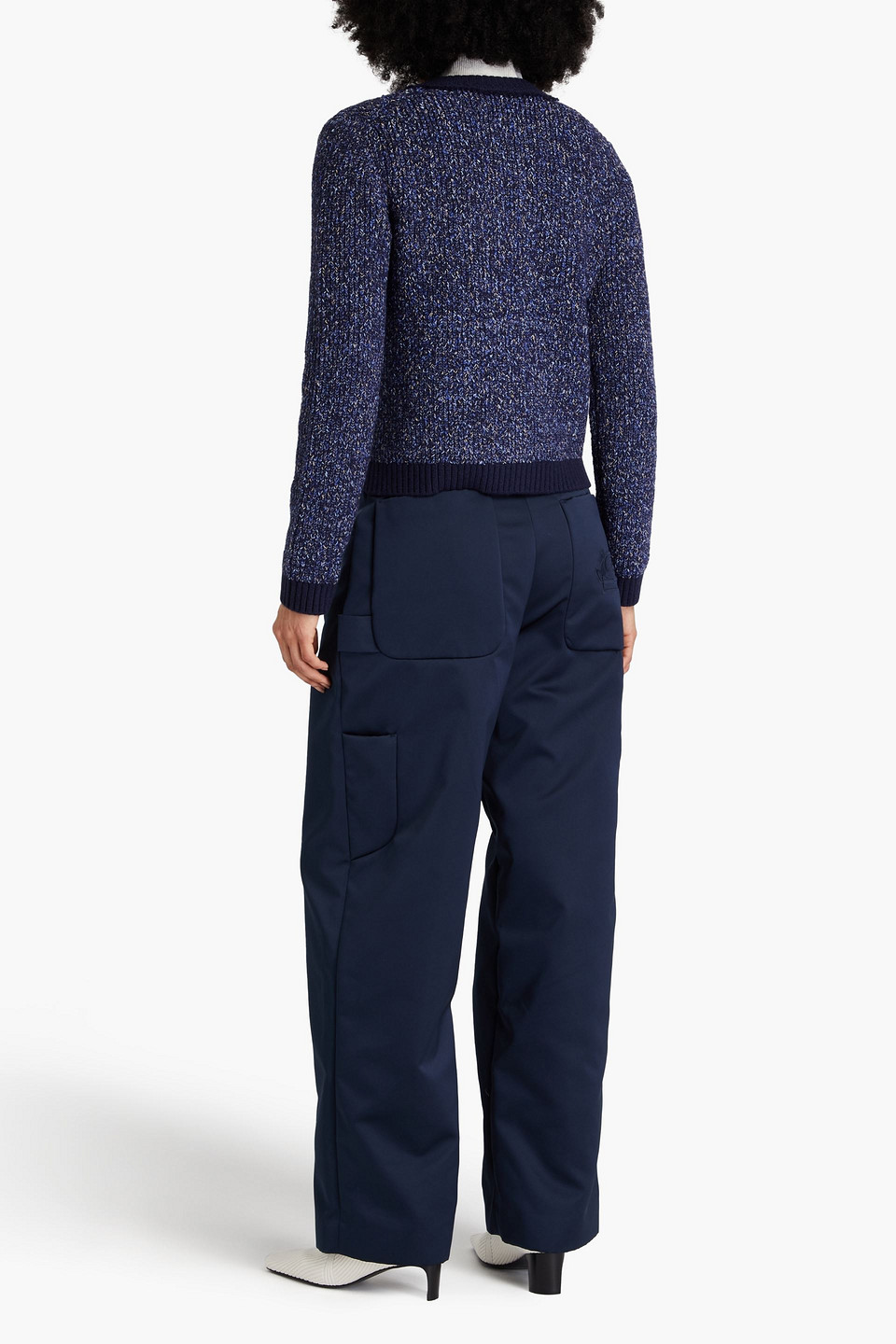 Simkhai Harris Zip-up Speckle-knit Cardigan In Navy