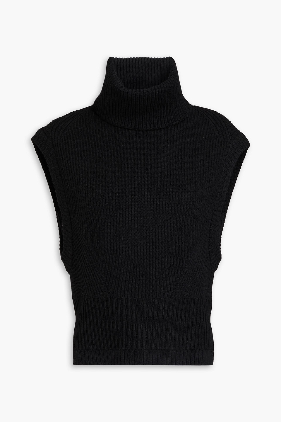 simkhai - maple ribbed wool-blend turtleneck vest - black - m