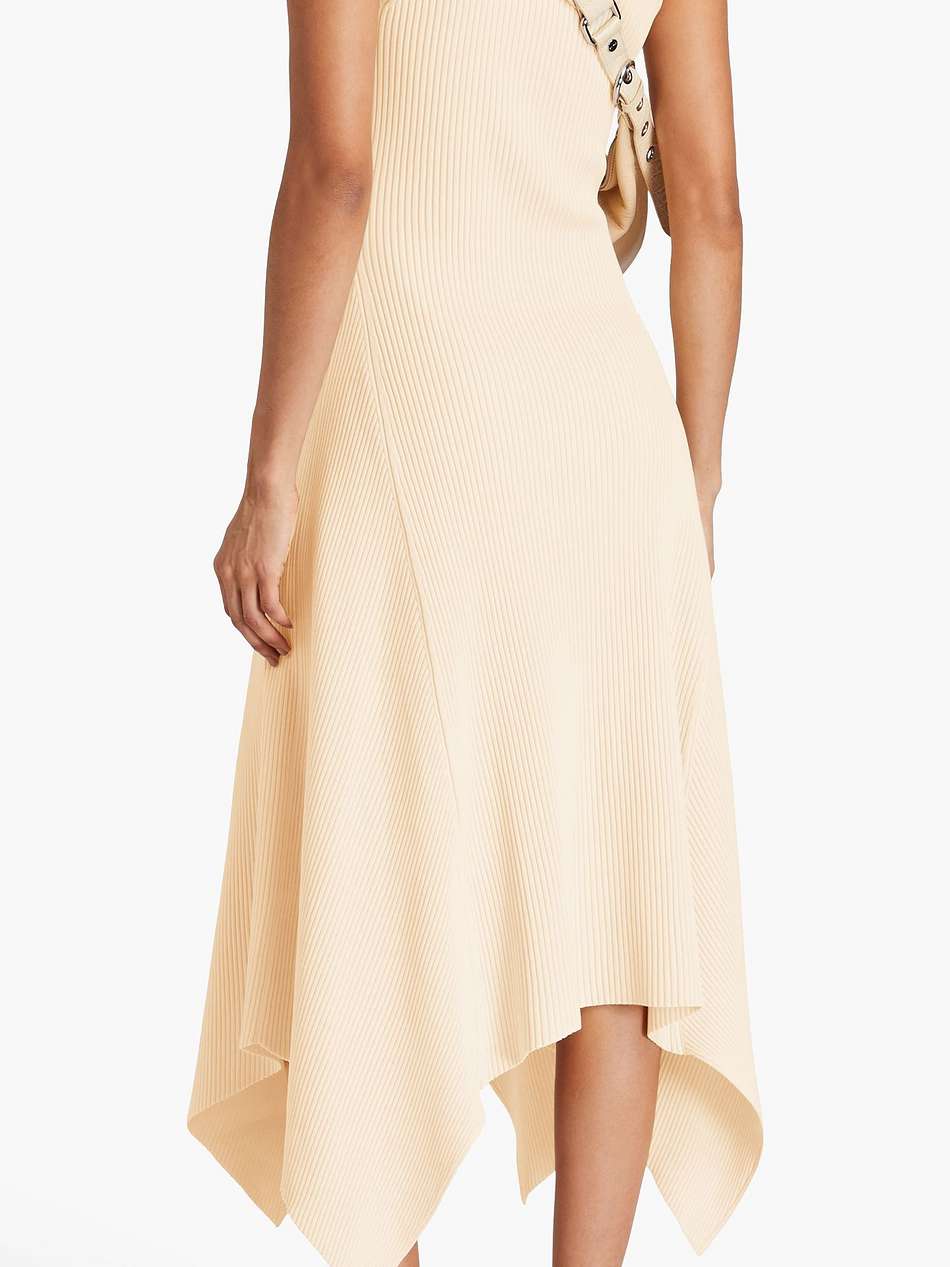 kiara asymmetric ribbed-knit midi dress