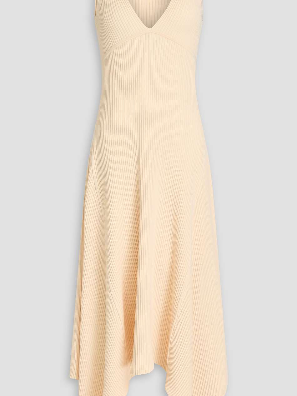 kiara asymmetric ribbed-knit midi dress
