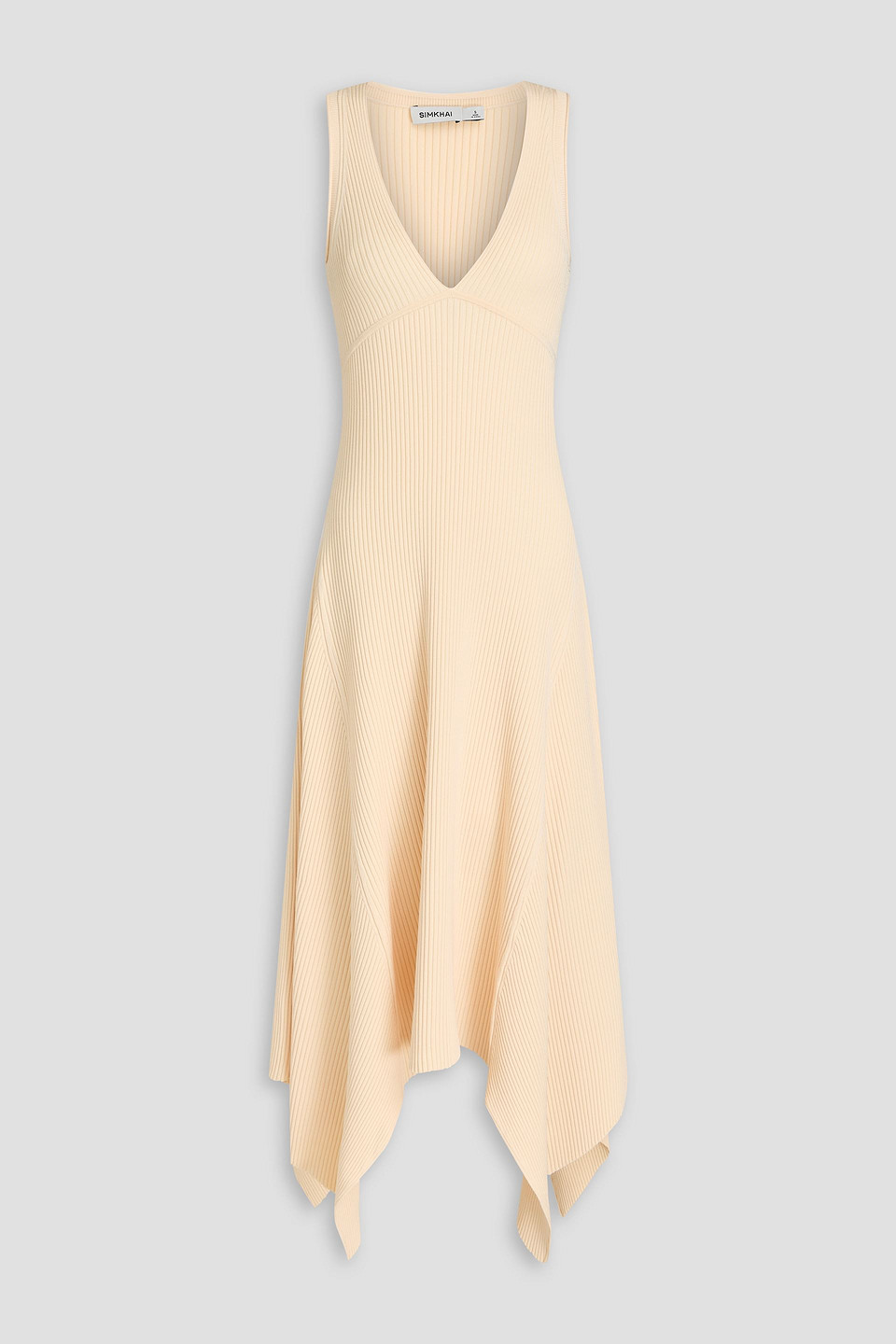 Simkhai Ribbed-knit Midi Dress In Cream