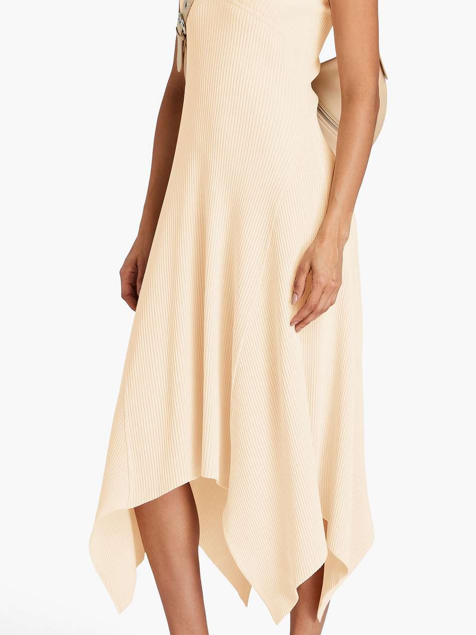 kiara asymmetric ribbed-knit midi dress