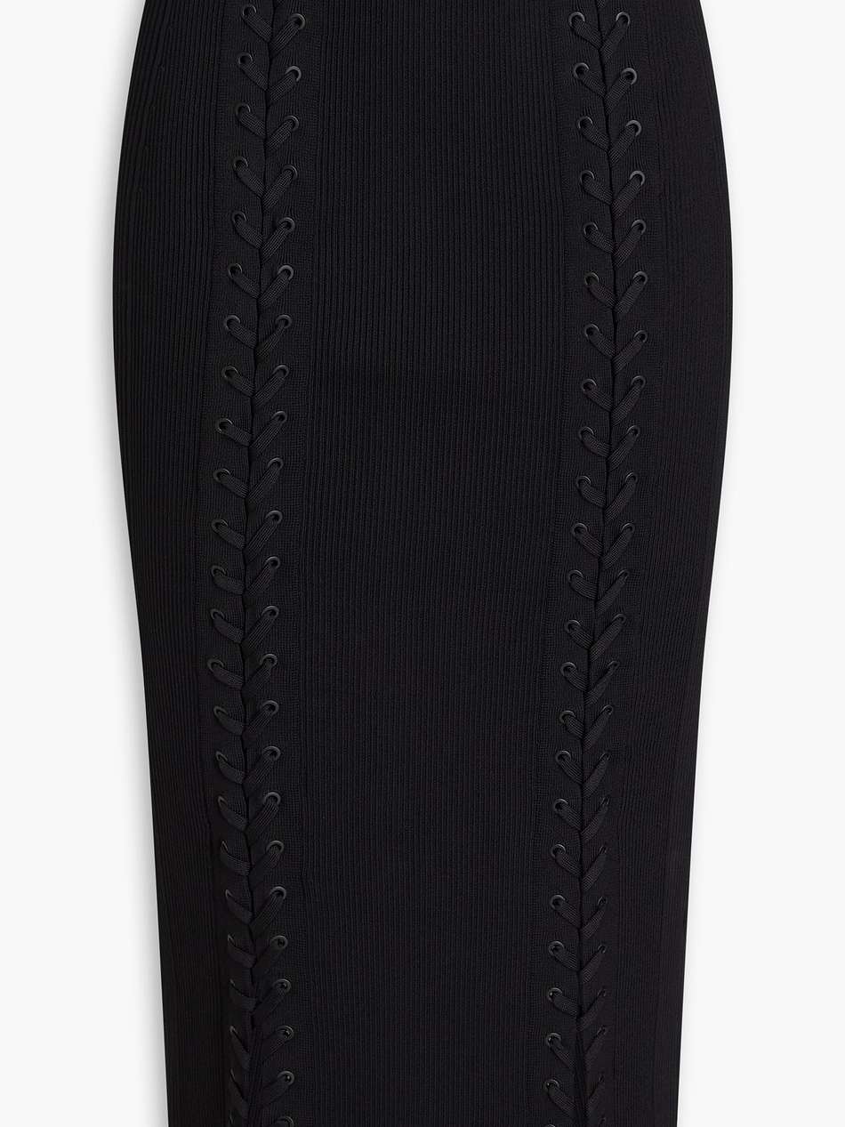 helix lace-up ribbed-knit midi skirt