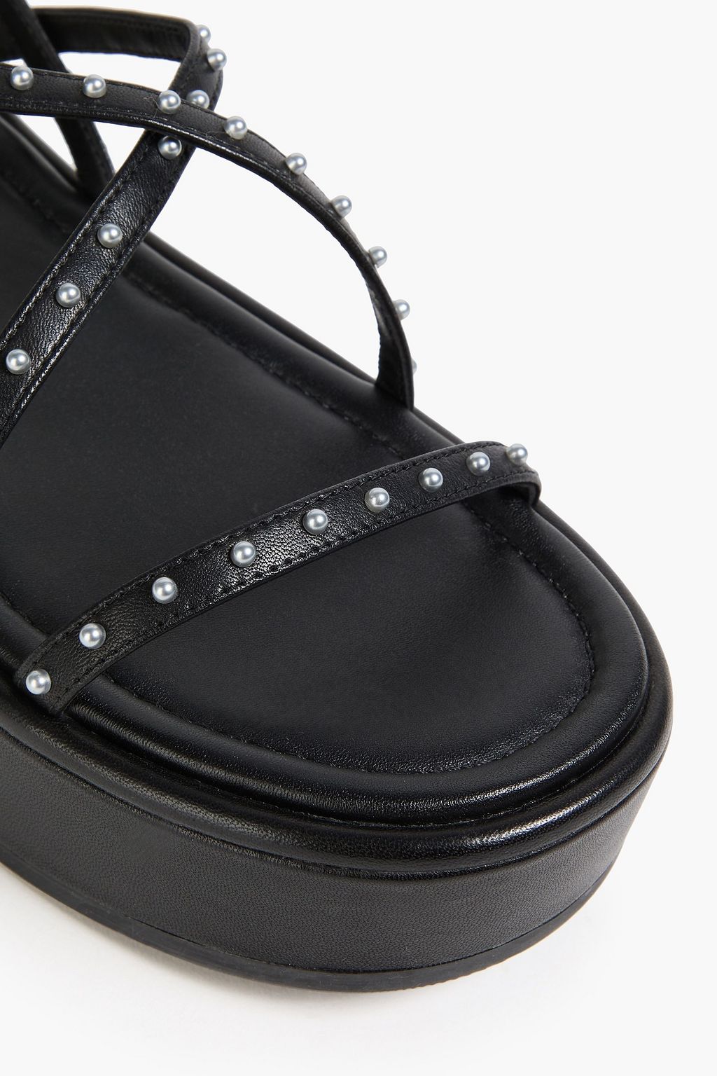 STUART WEITZMAN レザー プラットフォームサンダル スタッズ付き