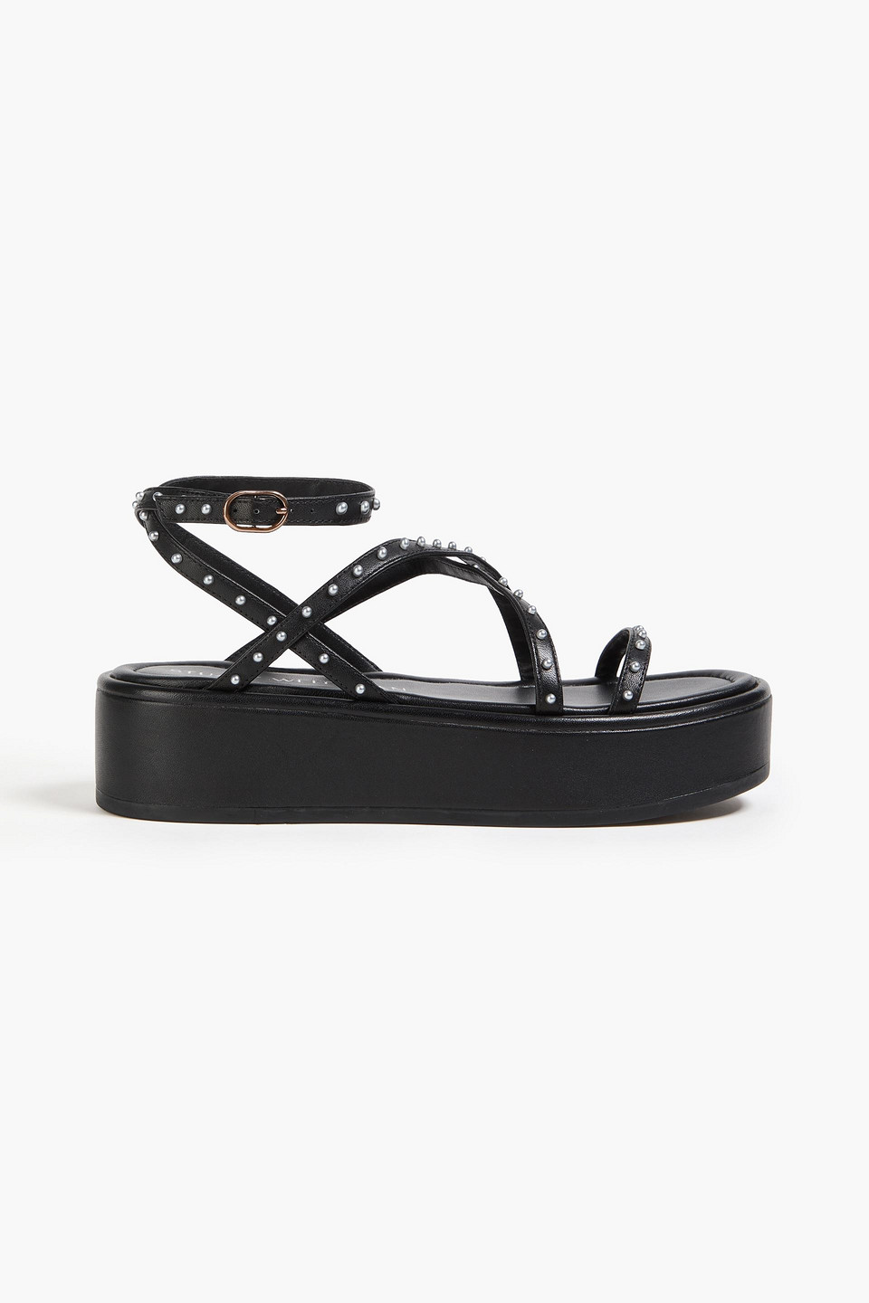 Stuart Weitzman Studded Leather Platform Sandals In Black