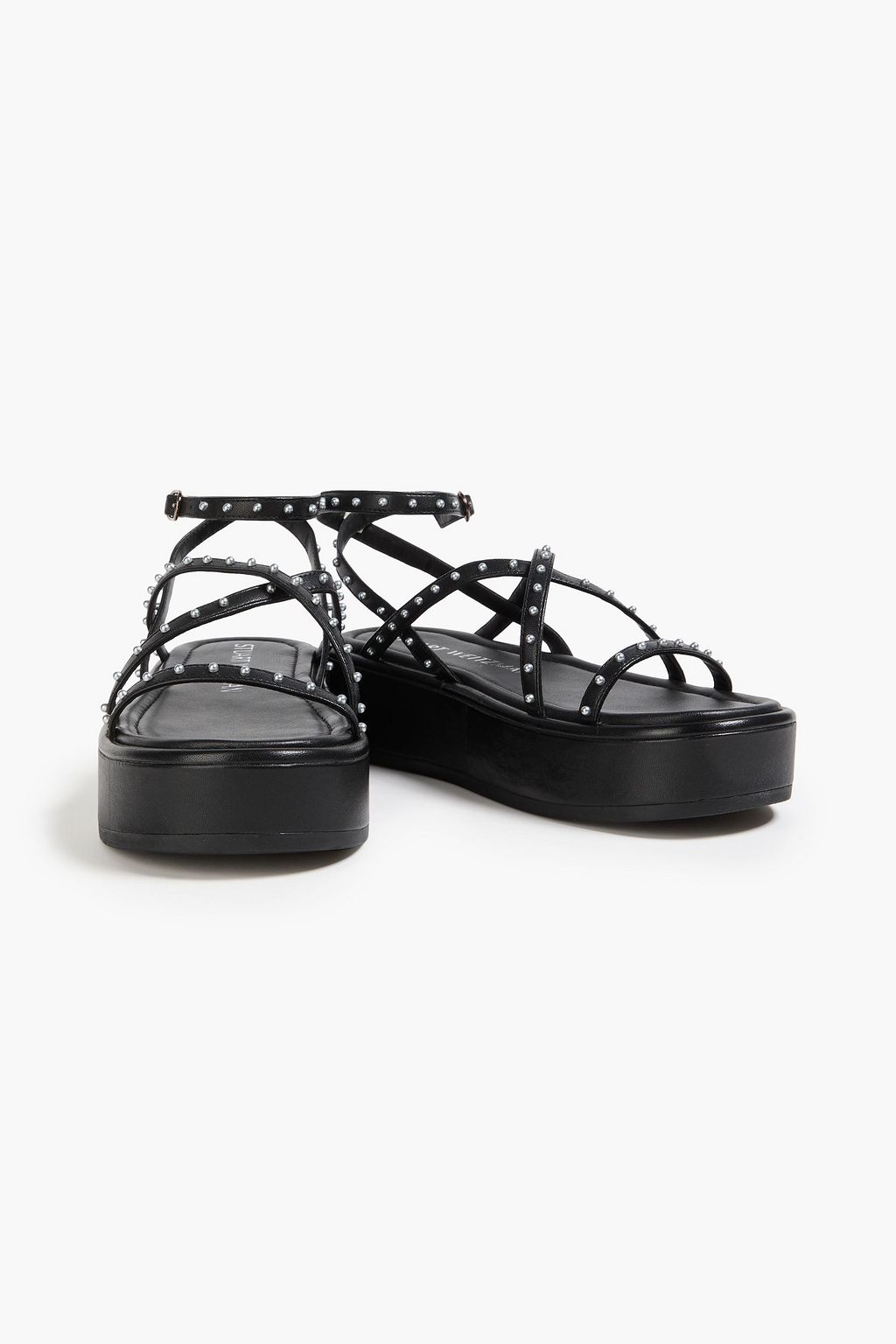 STUART WEITZMAN レザー プラットフォームサンダル スタッズ付き