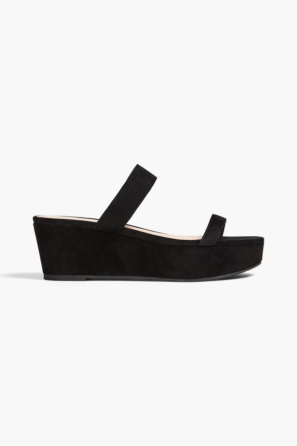 Stuart Weitzman Boardwalk Flat Wedge Slide Sandal In Black