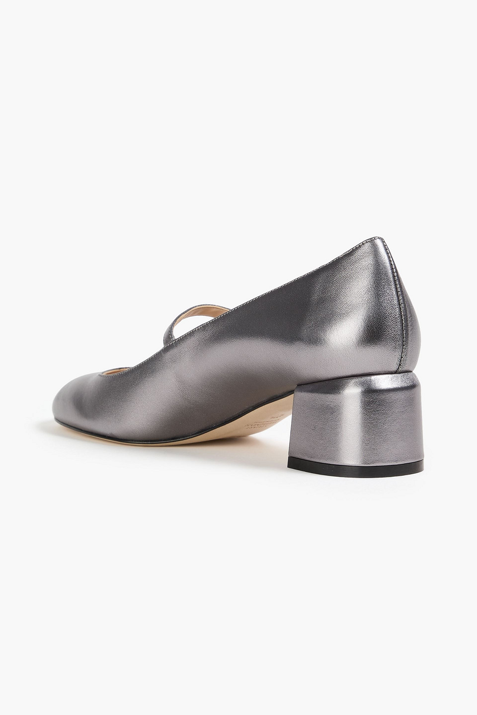 Stuart Weitzman Gabby 45 Metallic Leather Mary Jane Pumps In Stahlgrau