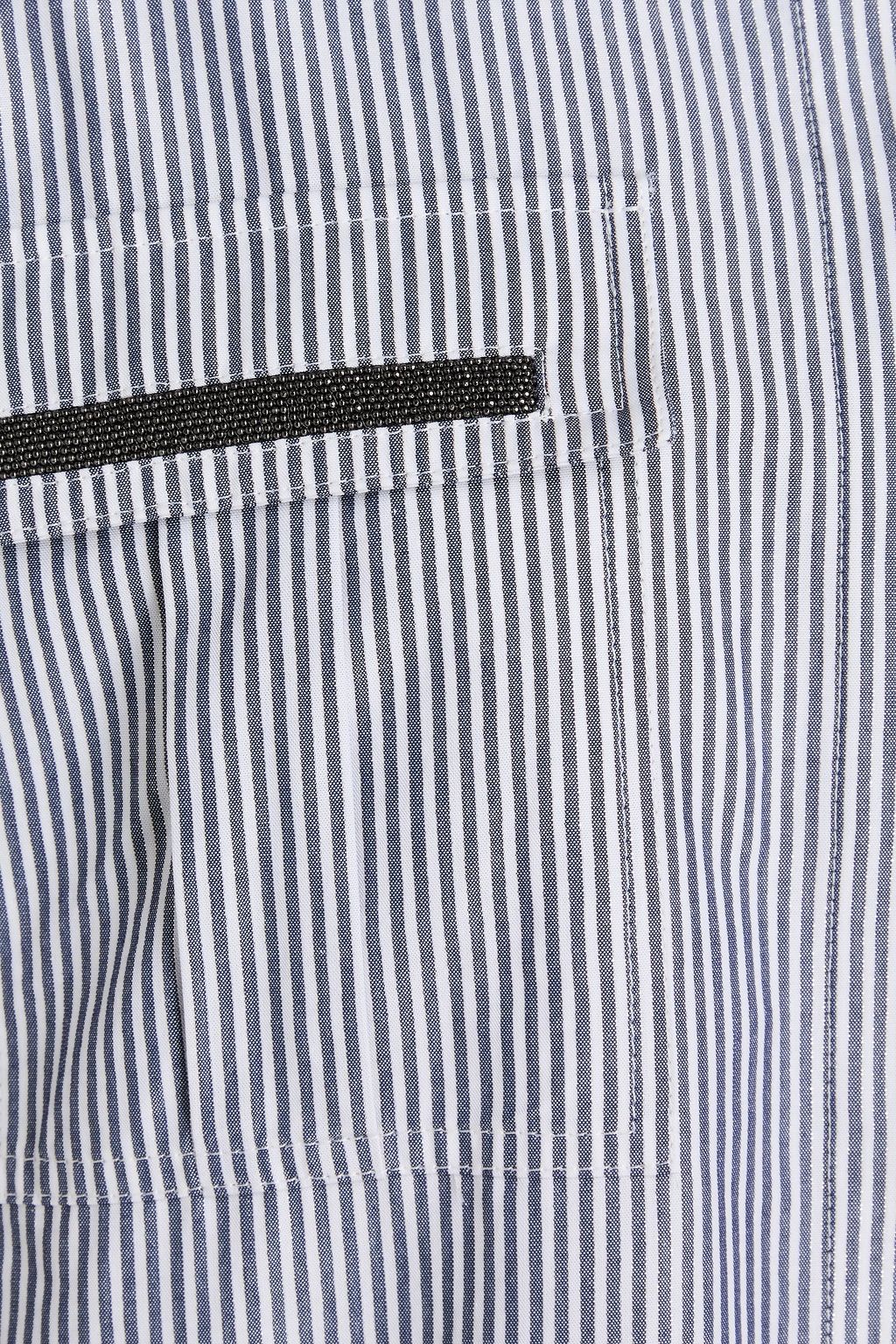 BRUNELLO CUCINELLI Gestreiftes Hemd aus Popeline aus einer Baumwollmischung mit Metallic-Effekt