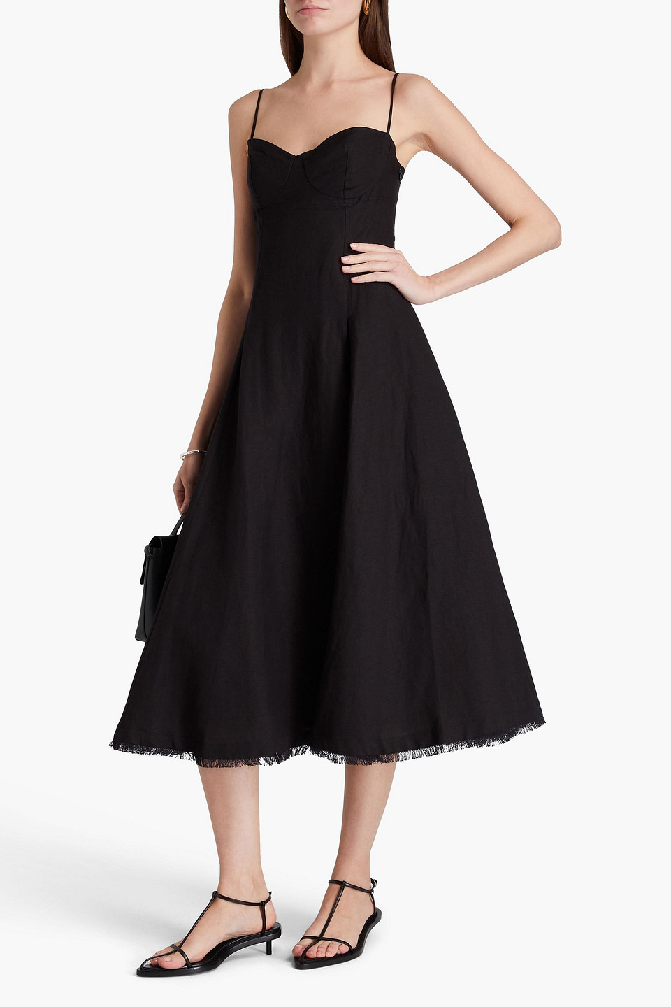 Simkhai Analise Linen-blend Midi Dress In Black