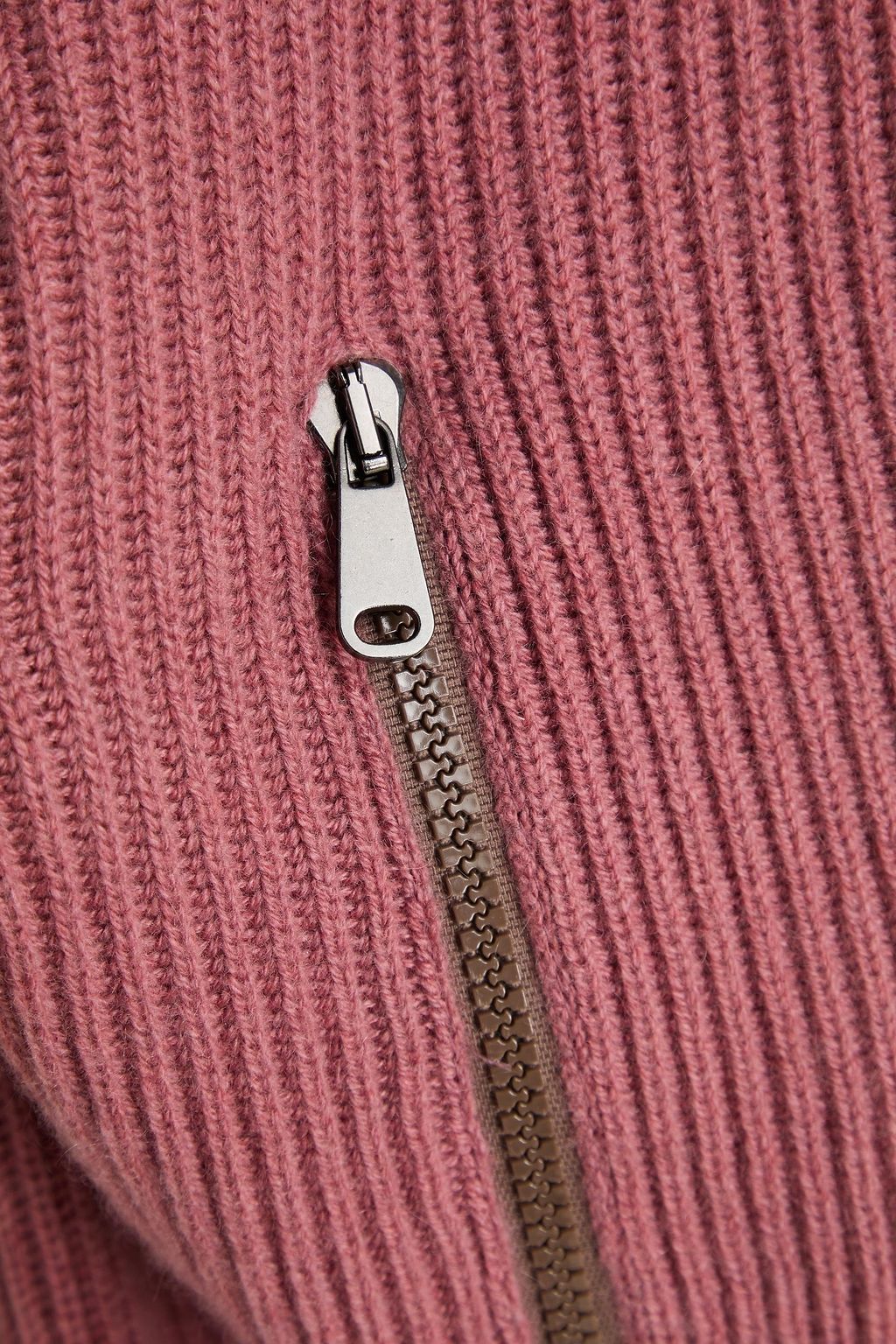 BRUNELLO CUCINELLI Pullover aus geripptem Kaschmir mit Zierperlen und Reißverschluss