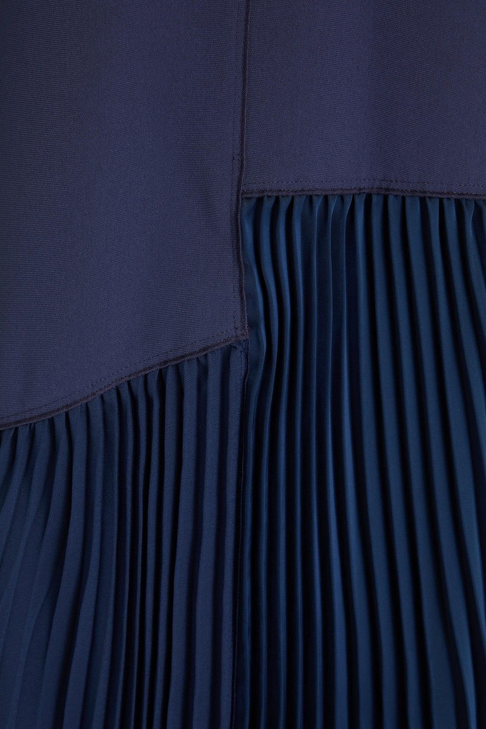 Simkhai Hazel Pleated Crepe Halterneck Midi Dress In Navy