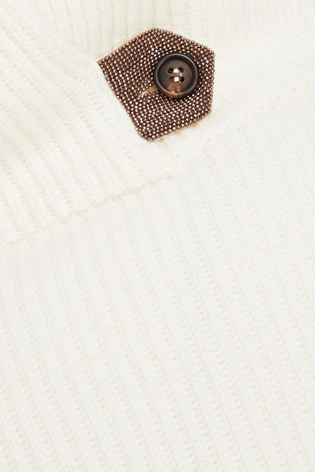 BRUNELLO CUCINELLI Rollkragenpullover aus geripptem Kaschmir mit Zierperlen