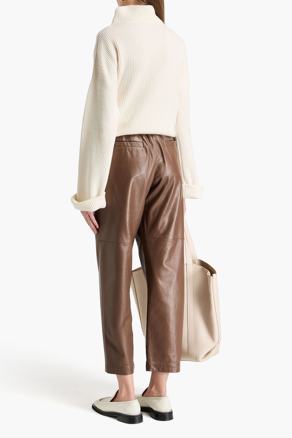 BRUNELLO CUCINELLI Rollkragenpullover aus geripptem Kaschmir mit Zierperlen