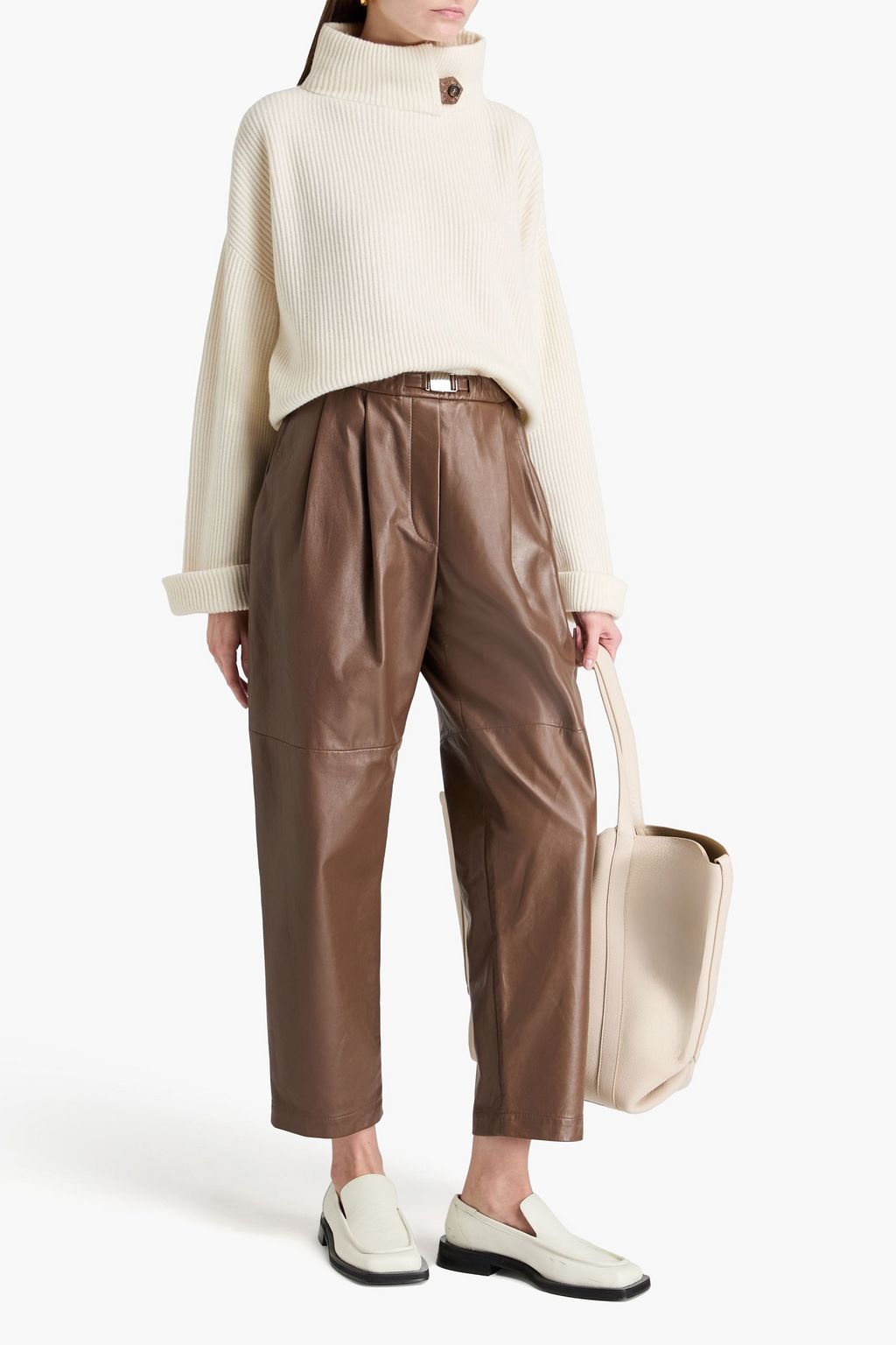 BRUNELLO CUCINELLI Rollkragenpullover aus geripptem Kaschmir mit Zierperlen
