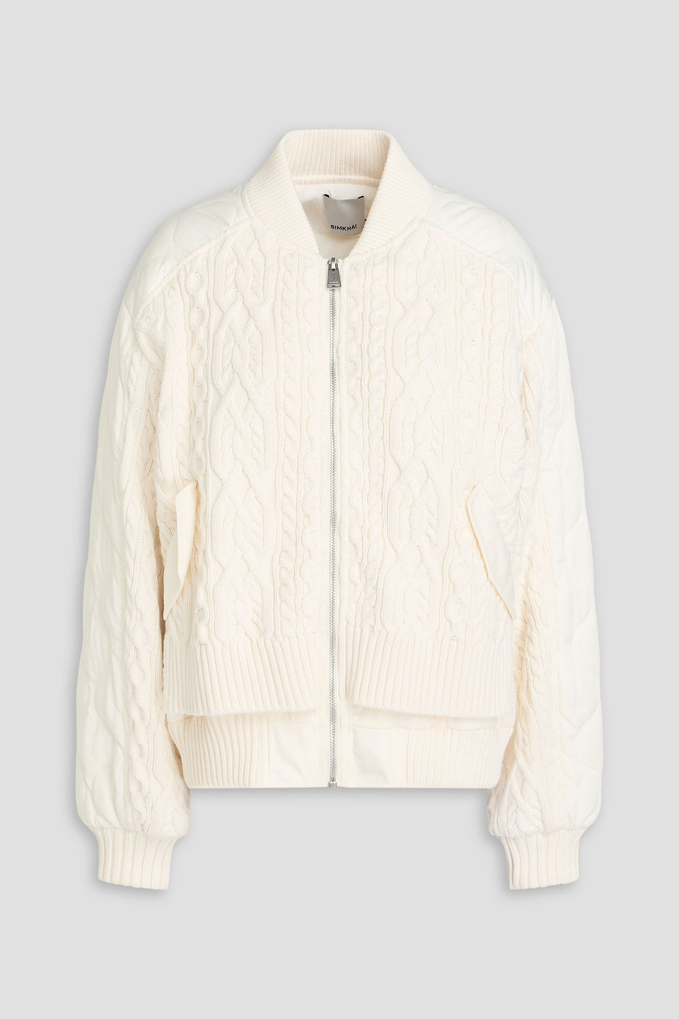 Simkhai Quilted Twill And Cable-knit Bomber Jacket In Ivory