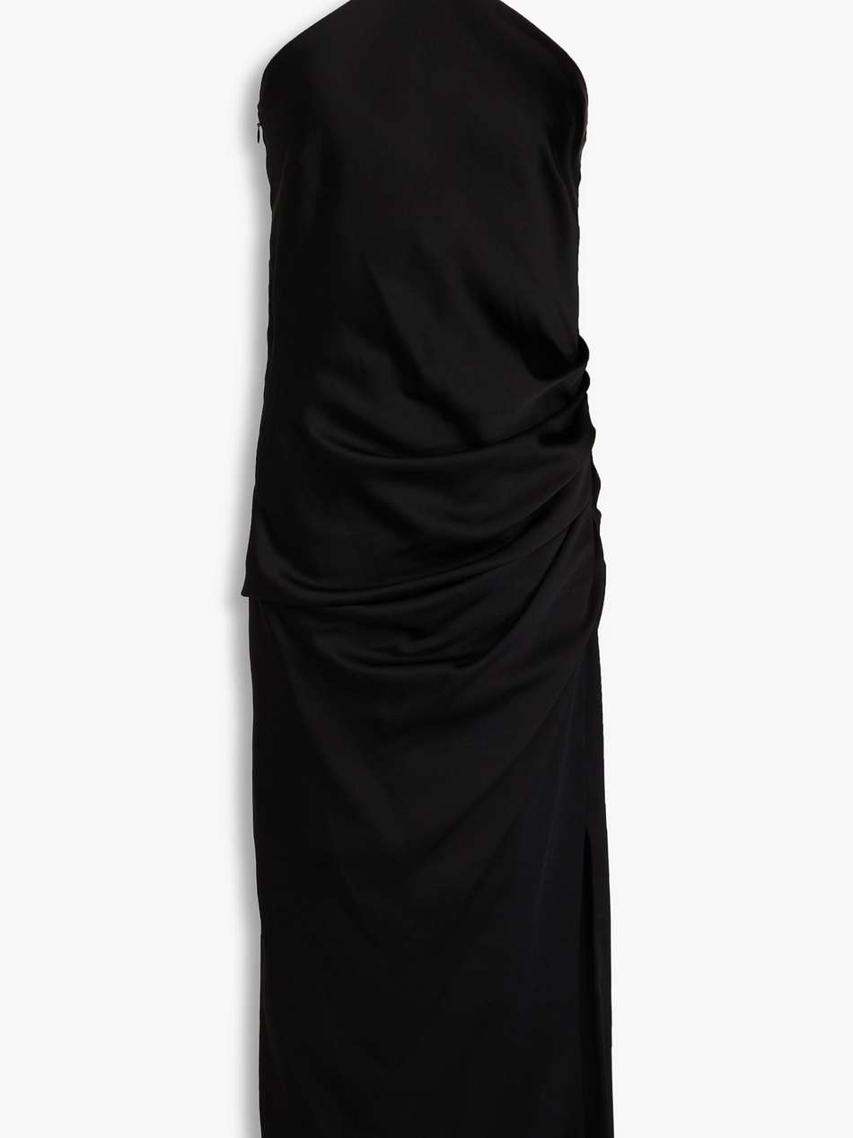 hansel ruched satin-crepe halterneck midi dress