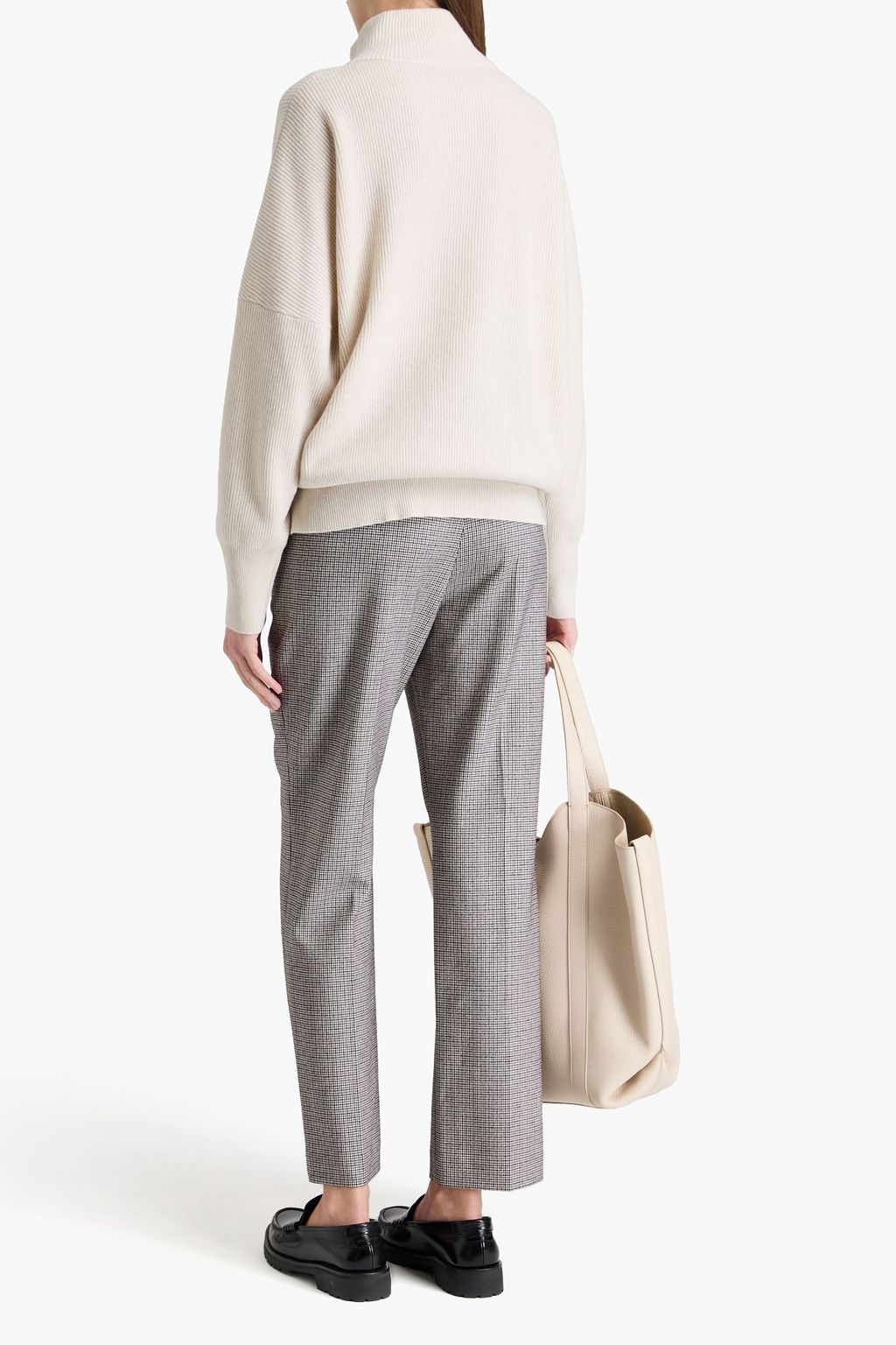 BRUNELLO CUCINELLI كنزة رياضية بياقة عالية مصنوعة من الكشمير بتصميم مضلّع ومزينة بالخرز