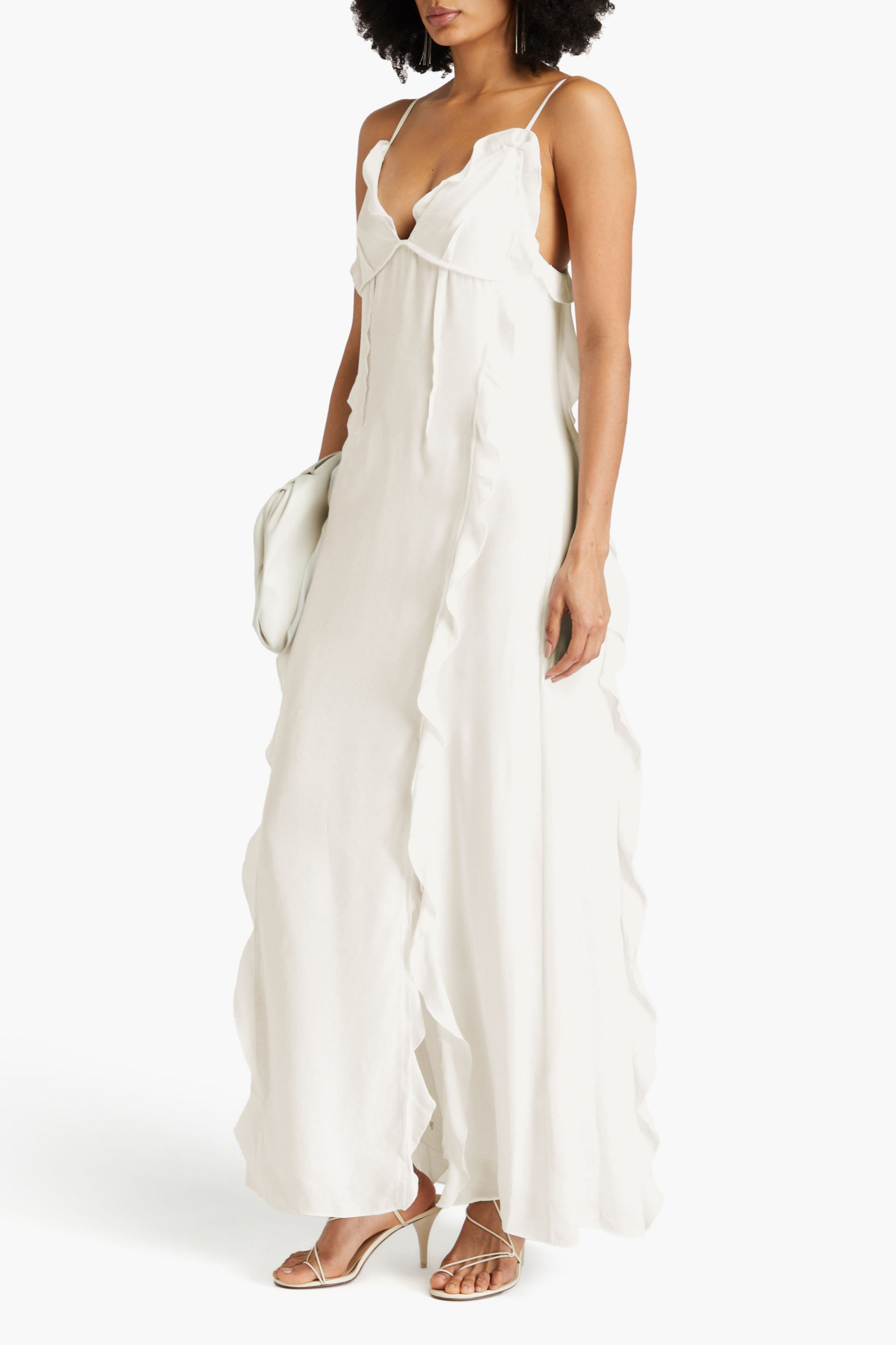 SIMKHAI Emily ruffled cupro-blend crepe maxi dress