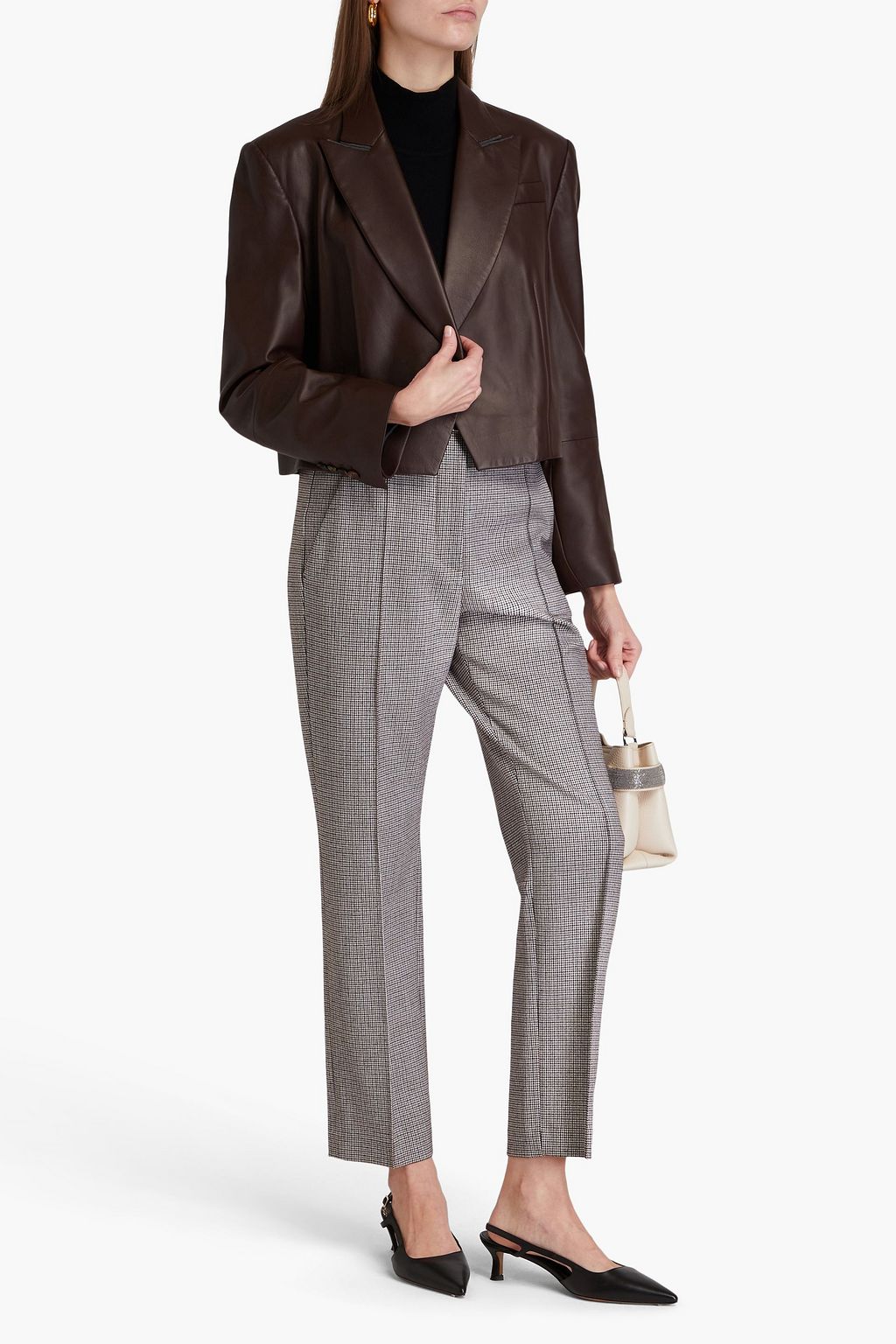BRUNELLO CUCINELLI Blazer aus Leder mit Zierperlen